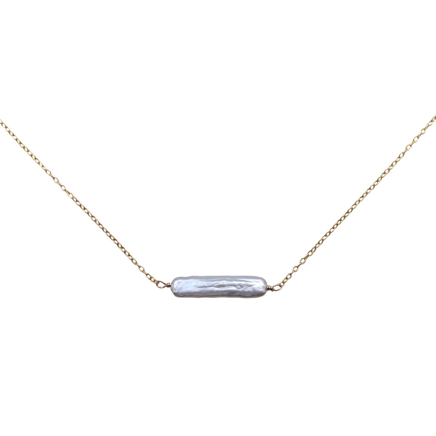 Esme Baroque Pearl Bar Gold Filled Necklace