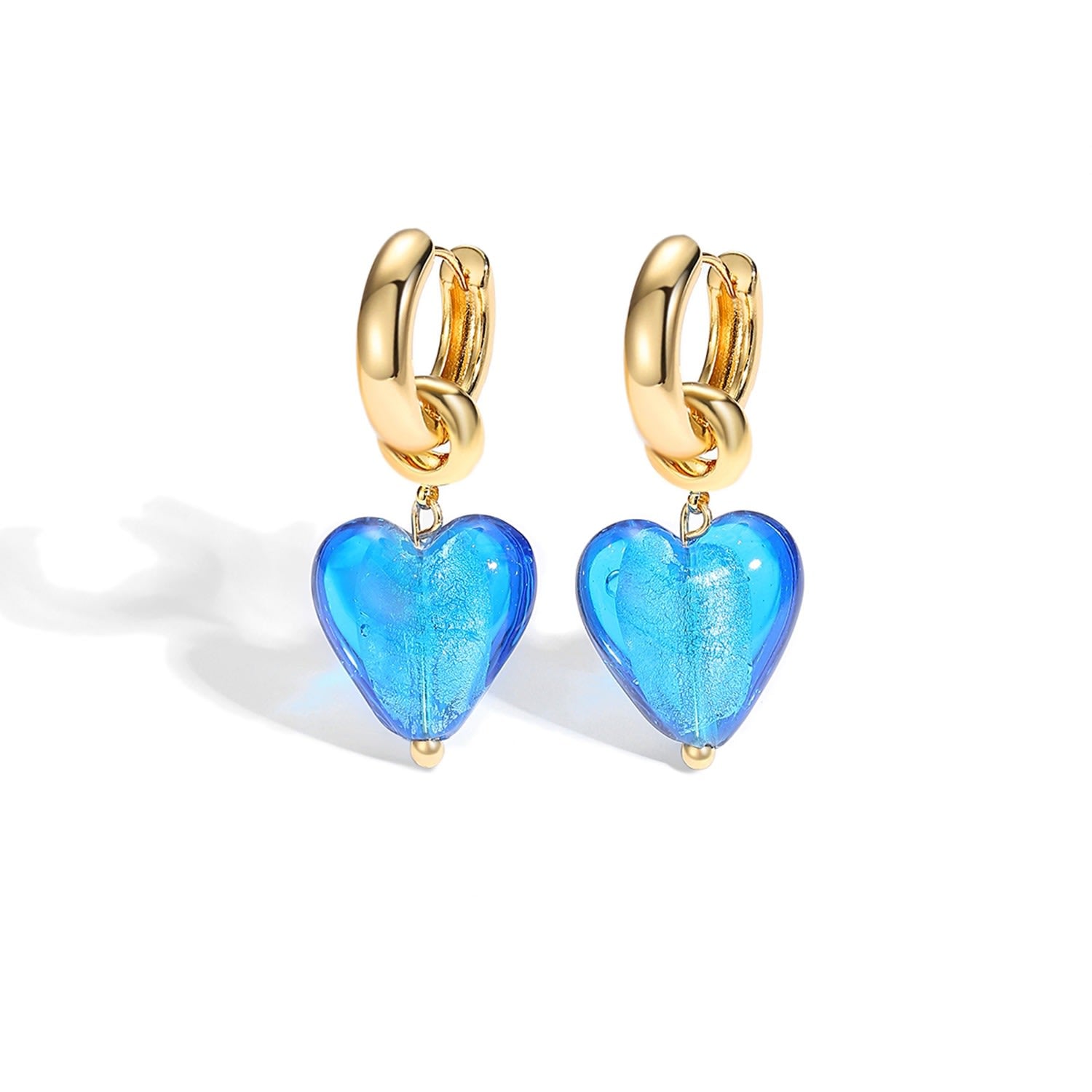 Esmée Sky Blue Glaze Heart Dangle Earrings