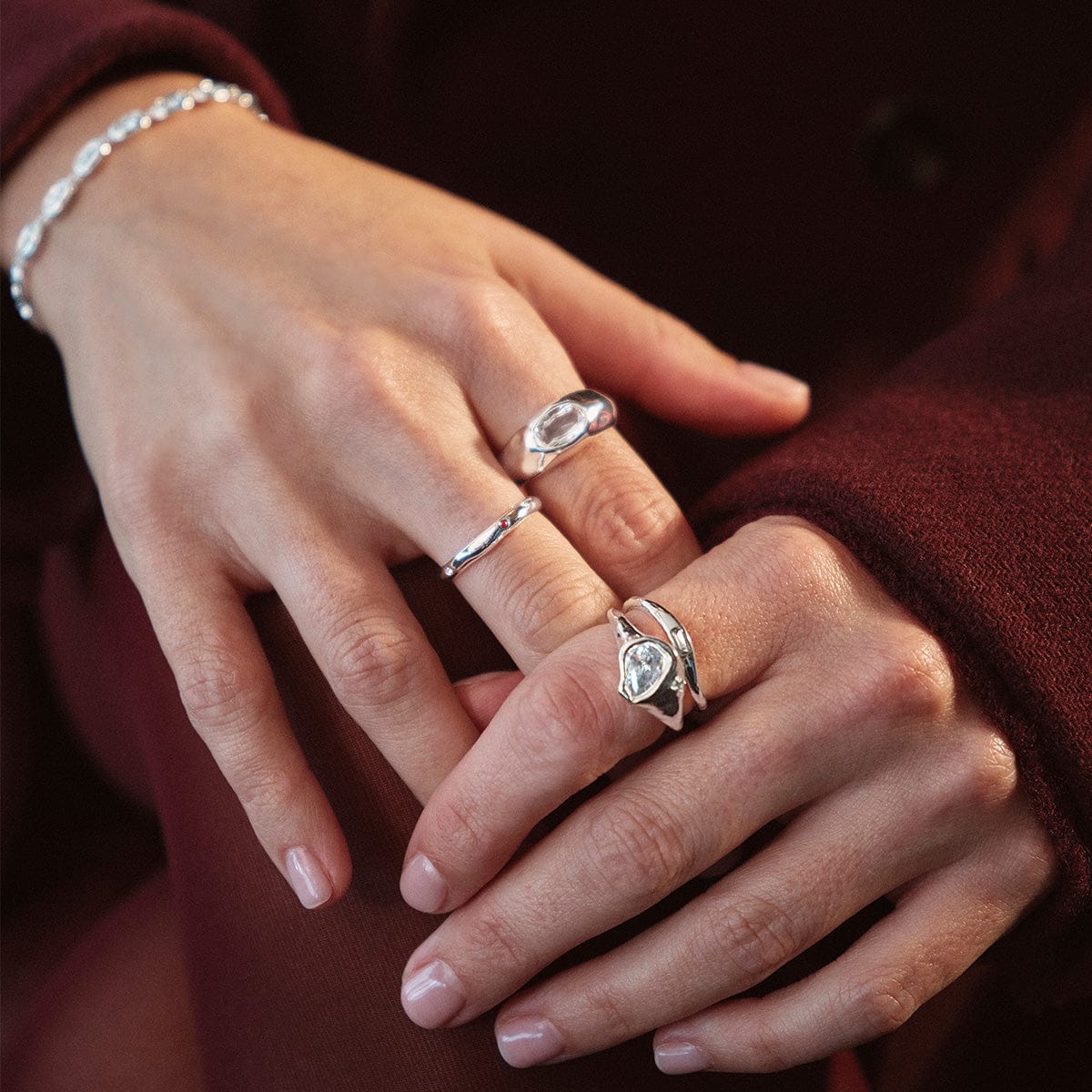 Estée Lalonde Sapphire Organic Ring Stack Sterling Silver