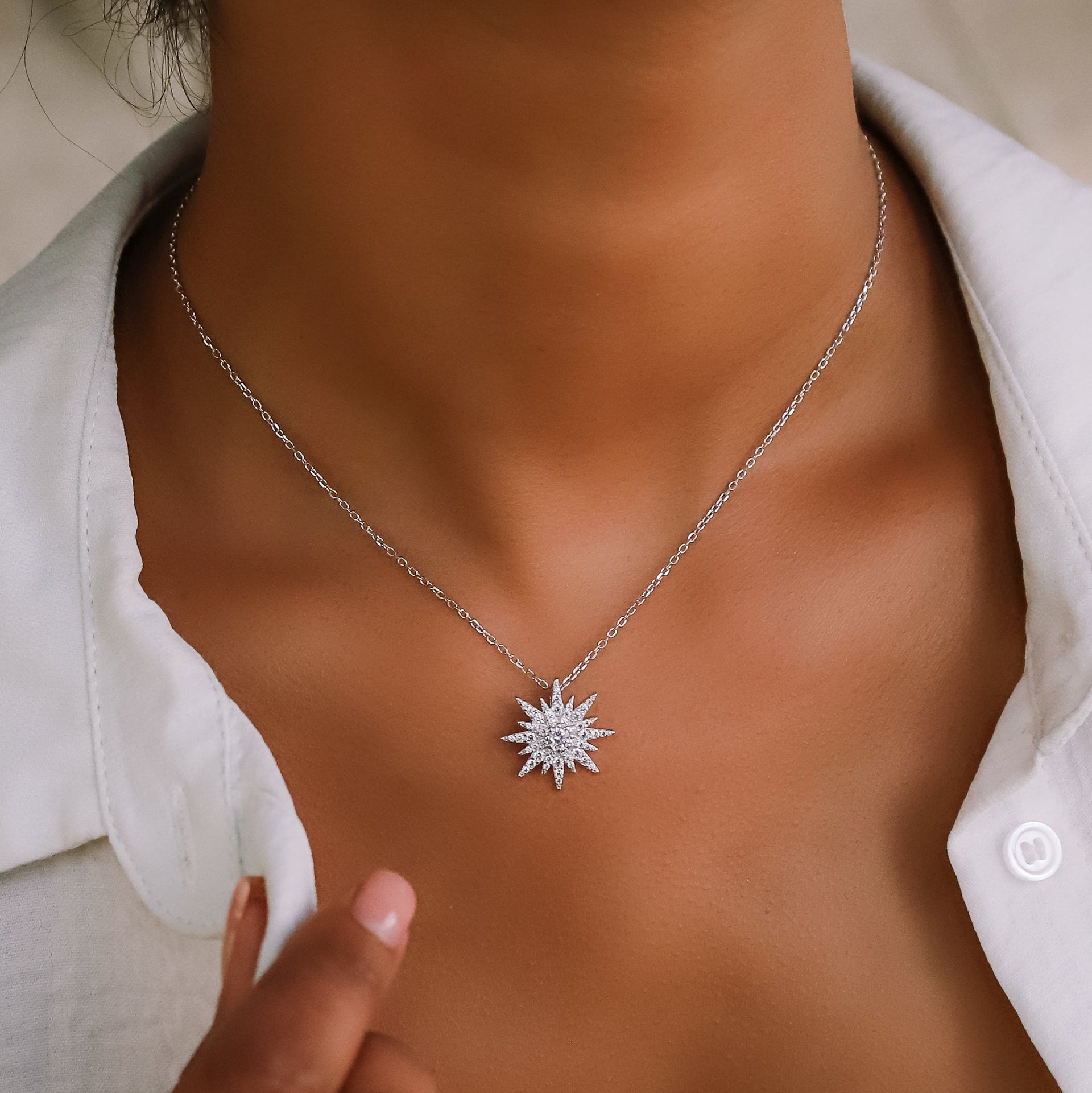 Estella Starburst Necklace | Sterling Silver