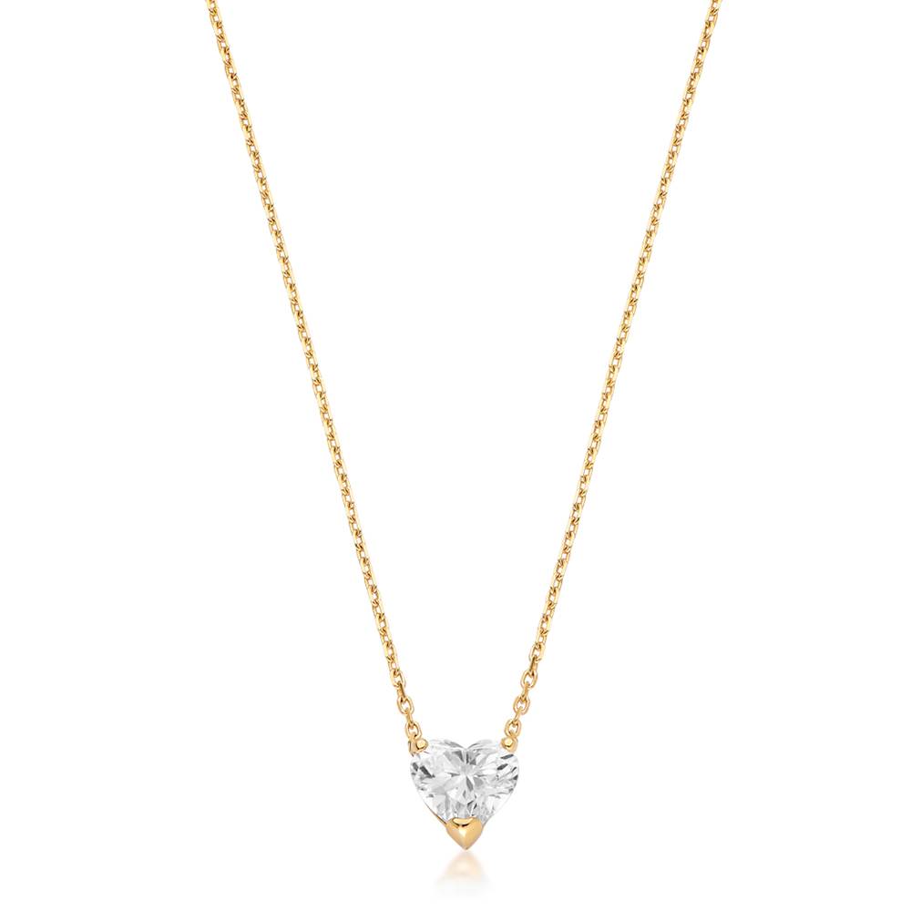 Eternal Heart Diamond Necklace with 1CT Diamond in 14K Solid Yellow Gold