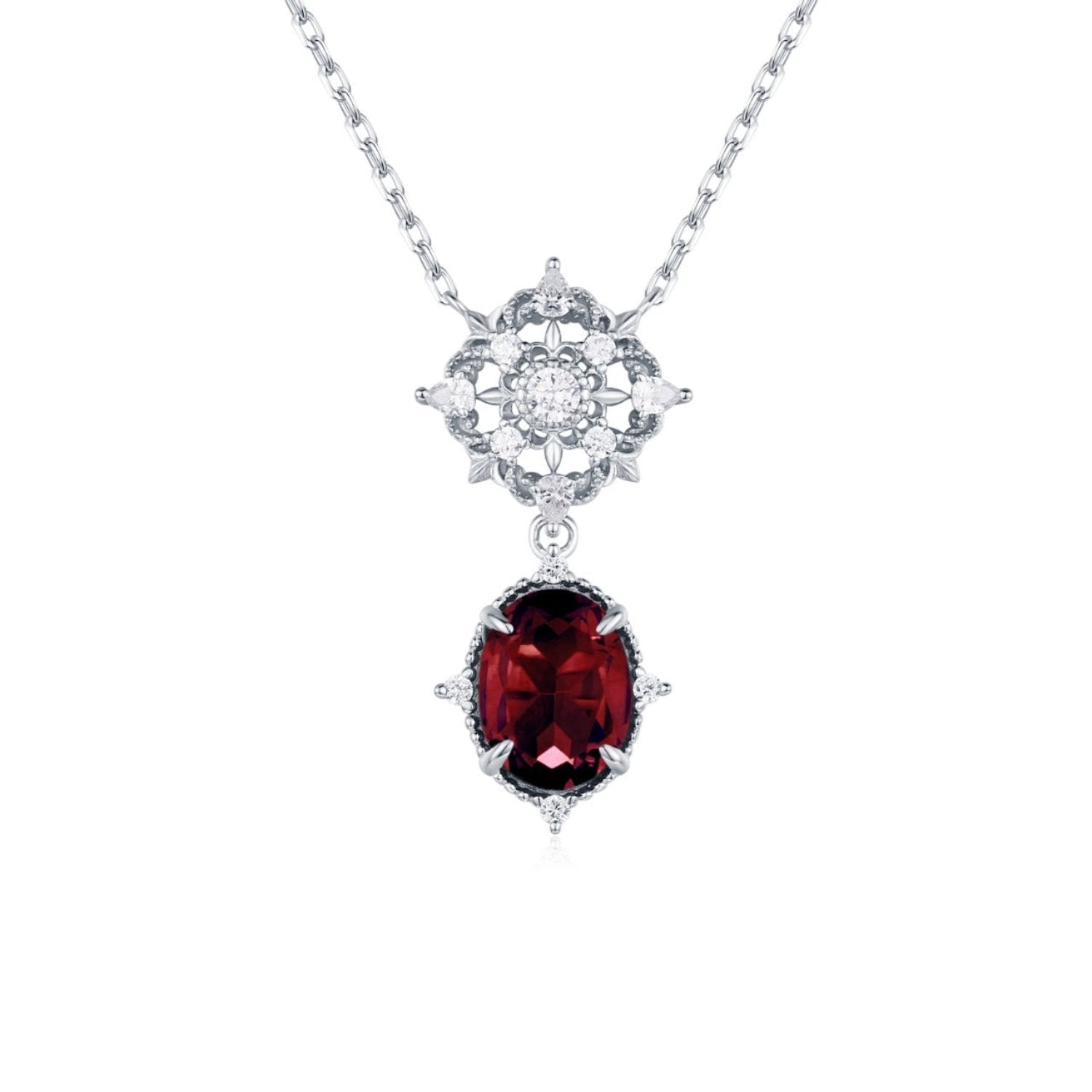 Eternal Orbit Mozambique Red Garnet Necklace