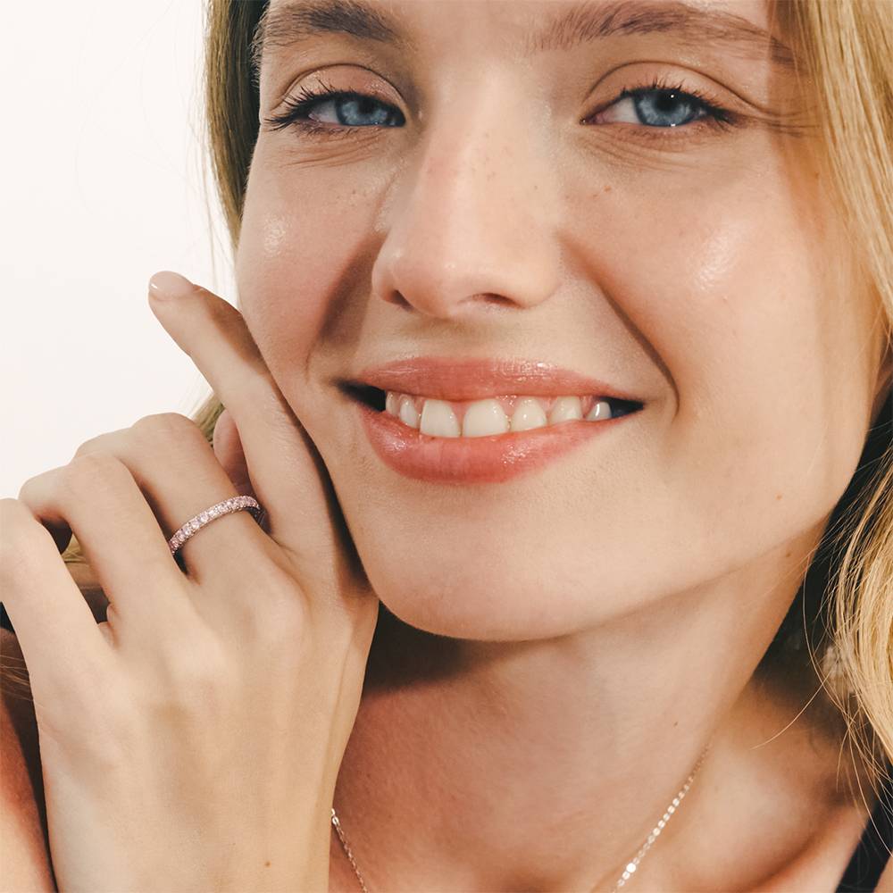 Eternal Shine Tennis Ring in Silver with Light Pink Cubic Zirconia
