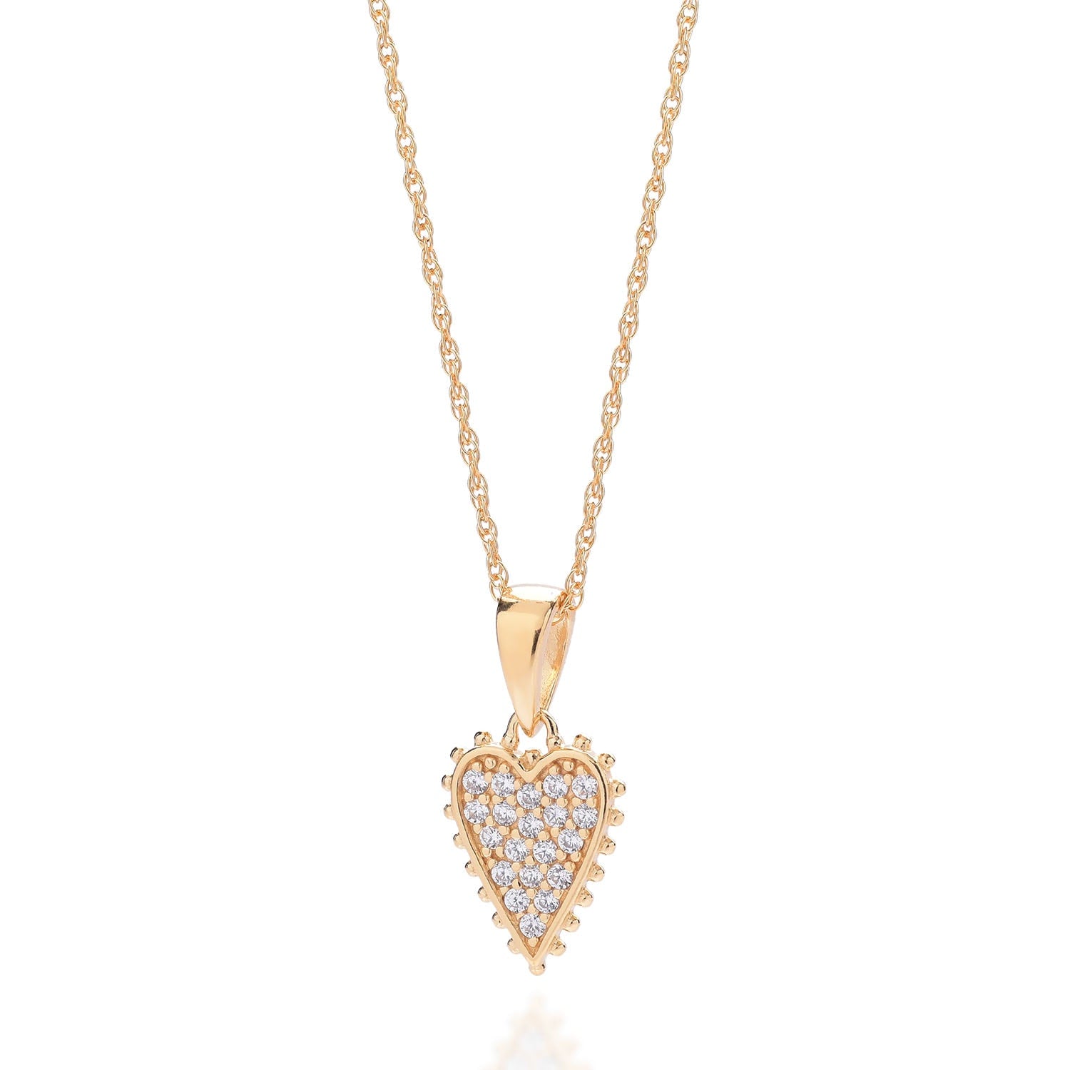 Eternal Studded Heart Necklace Gold Plated Sterling Silver