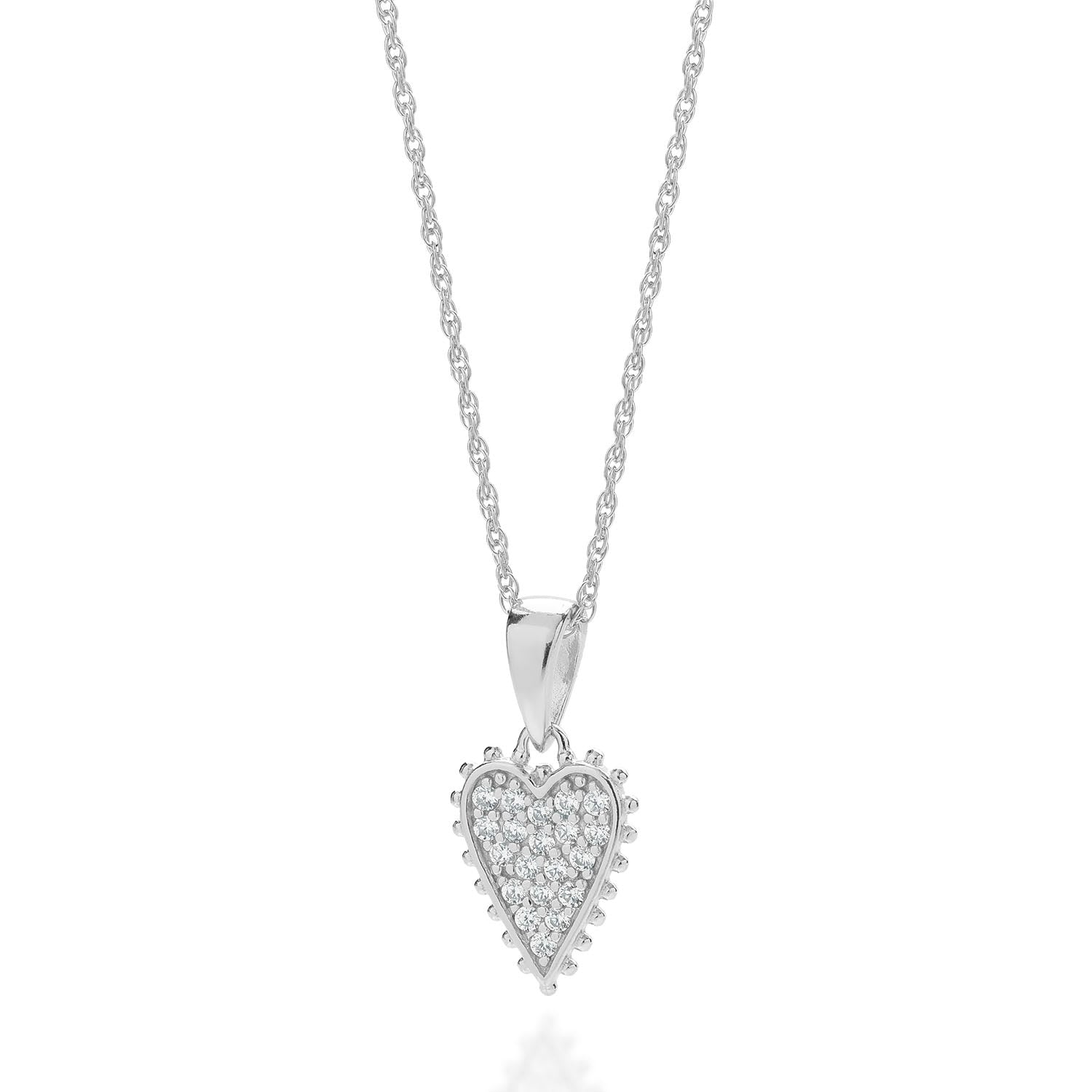 Eternal Studded Heart Necklace Sterling Silver