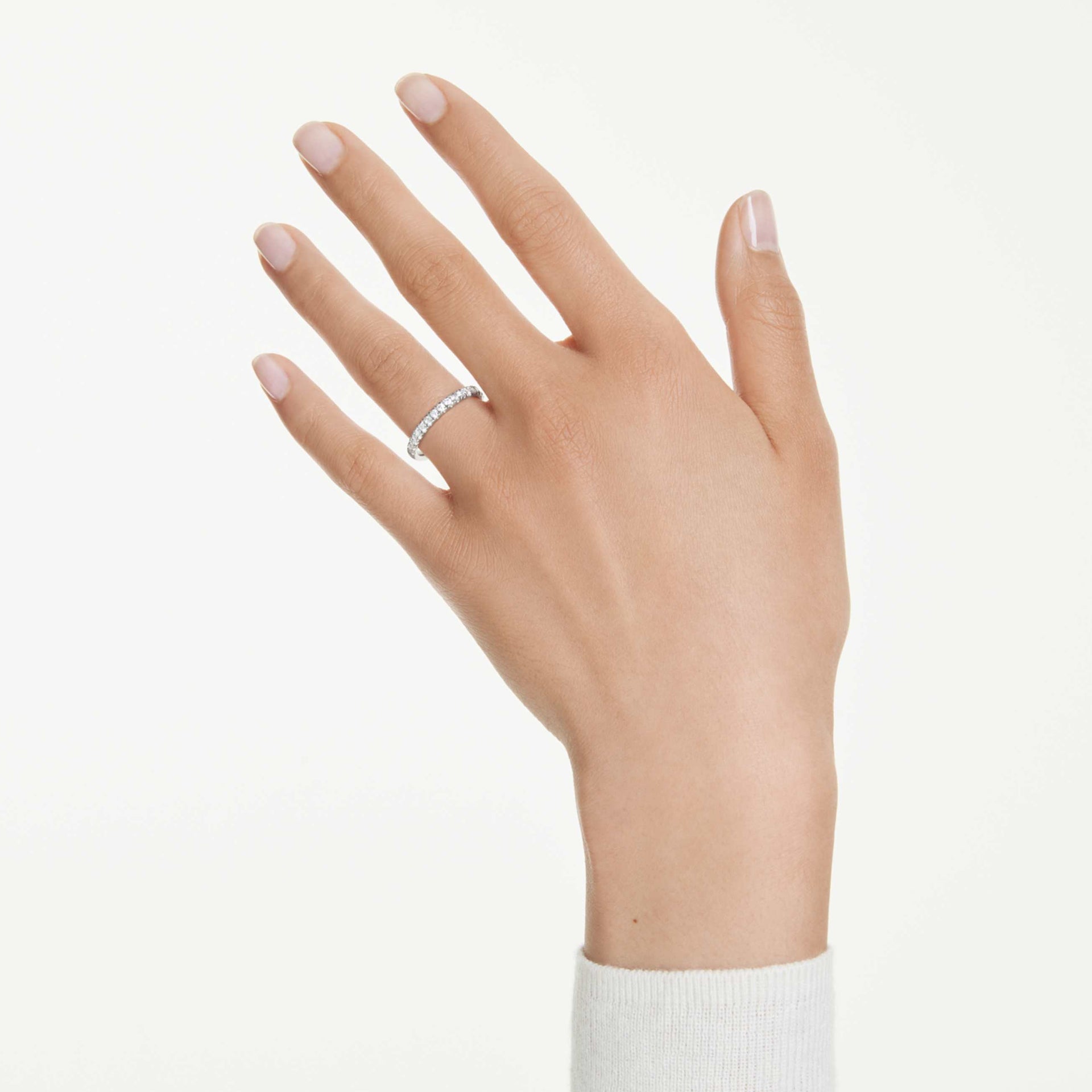 ETERNITY BAND RING LAB GROWN DIAMONDS 0 4 CT TW ROUND SHAPE STERLING SILVER
