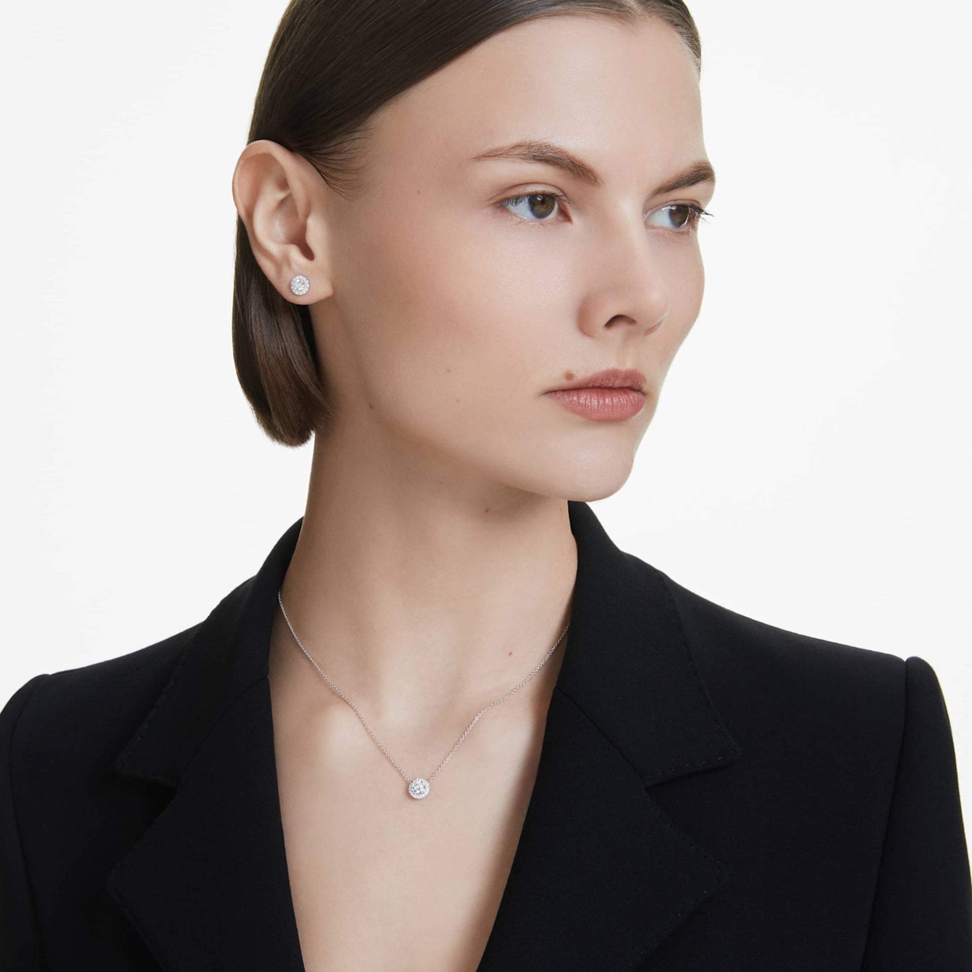 ETERNITY HALO SOLITAIRE PENDANT LAB GROWN DIAMONDS 1 CT TW ROUND SHAPE 14K WHITE GOLD