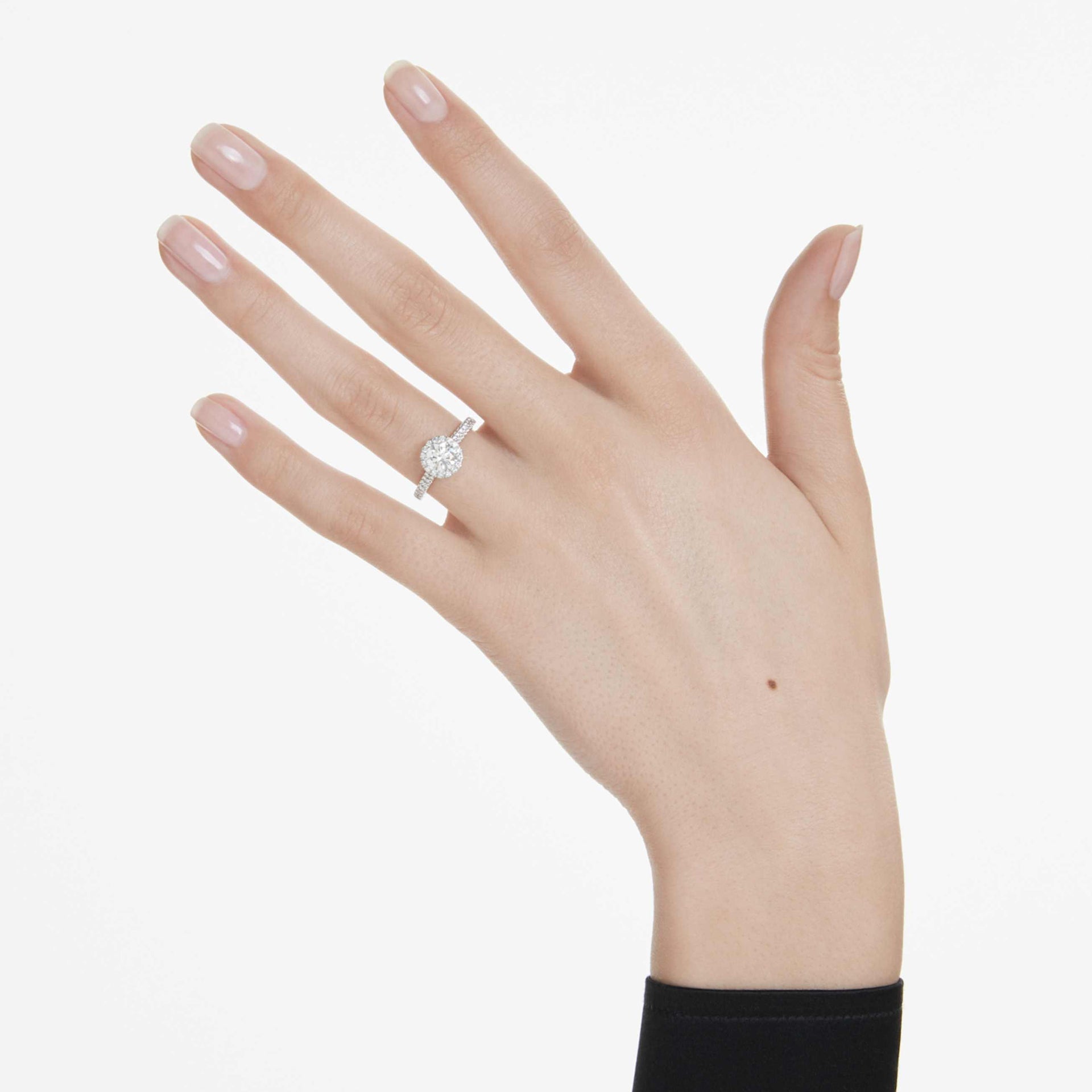 ETERNITY HALO SOLITAIRE RING LAB GROWN DIAMONDS 1 33 CT TW ROUND SHAPE 14K WHITE GOLD