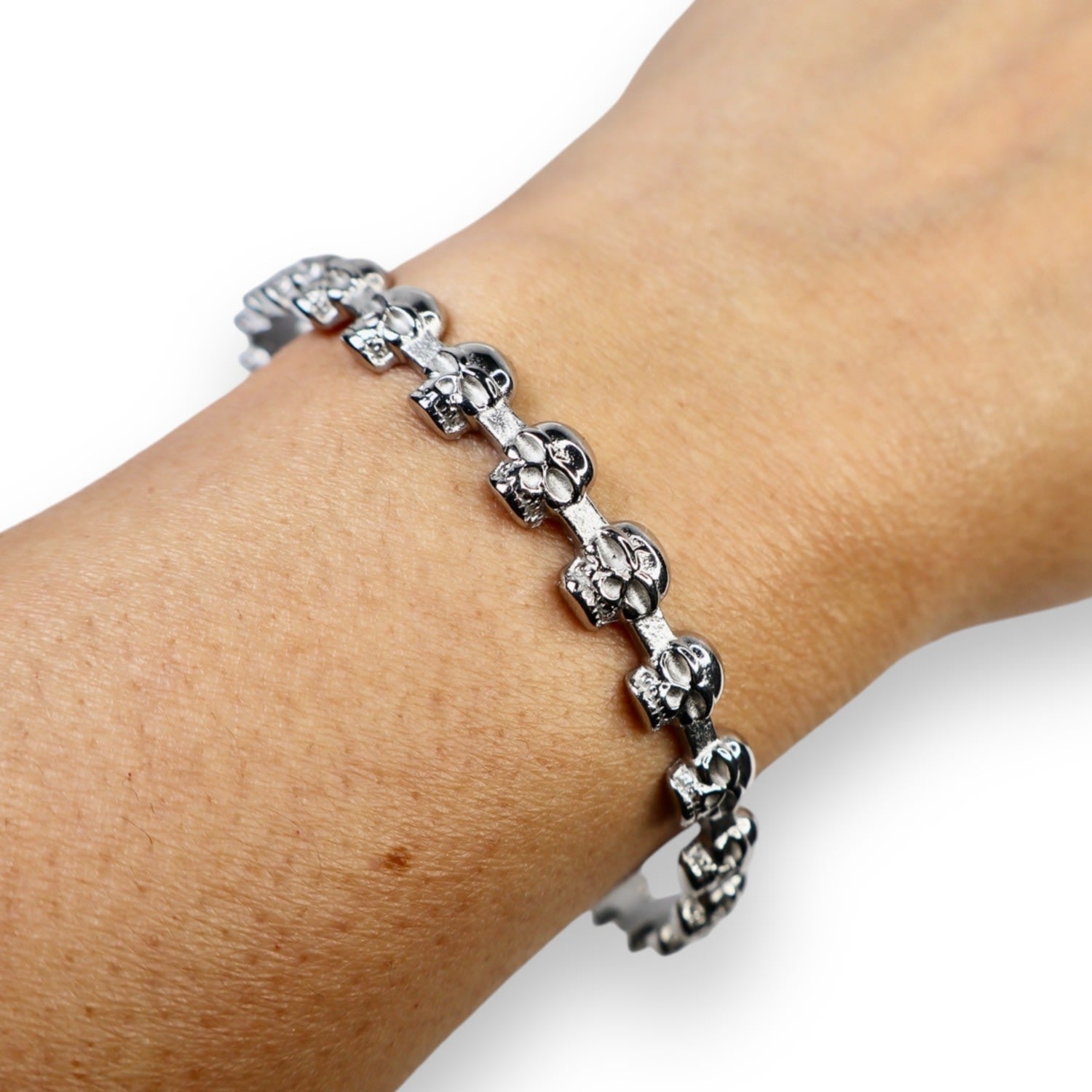 Eternity Skull Bangle White Gold