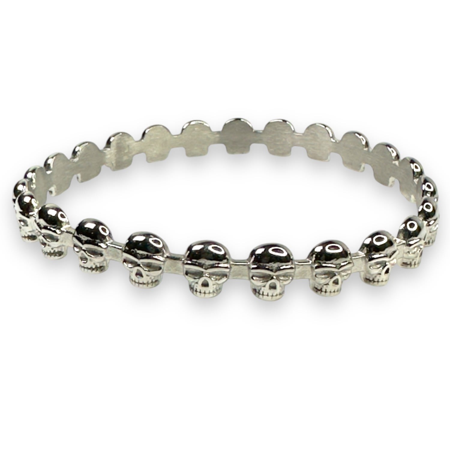 Eternity Skull Bangle White Gold