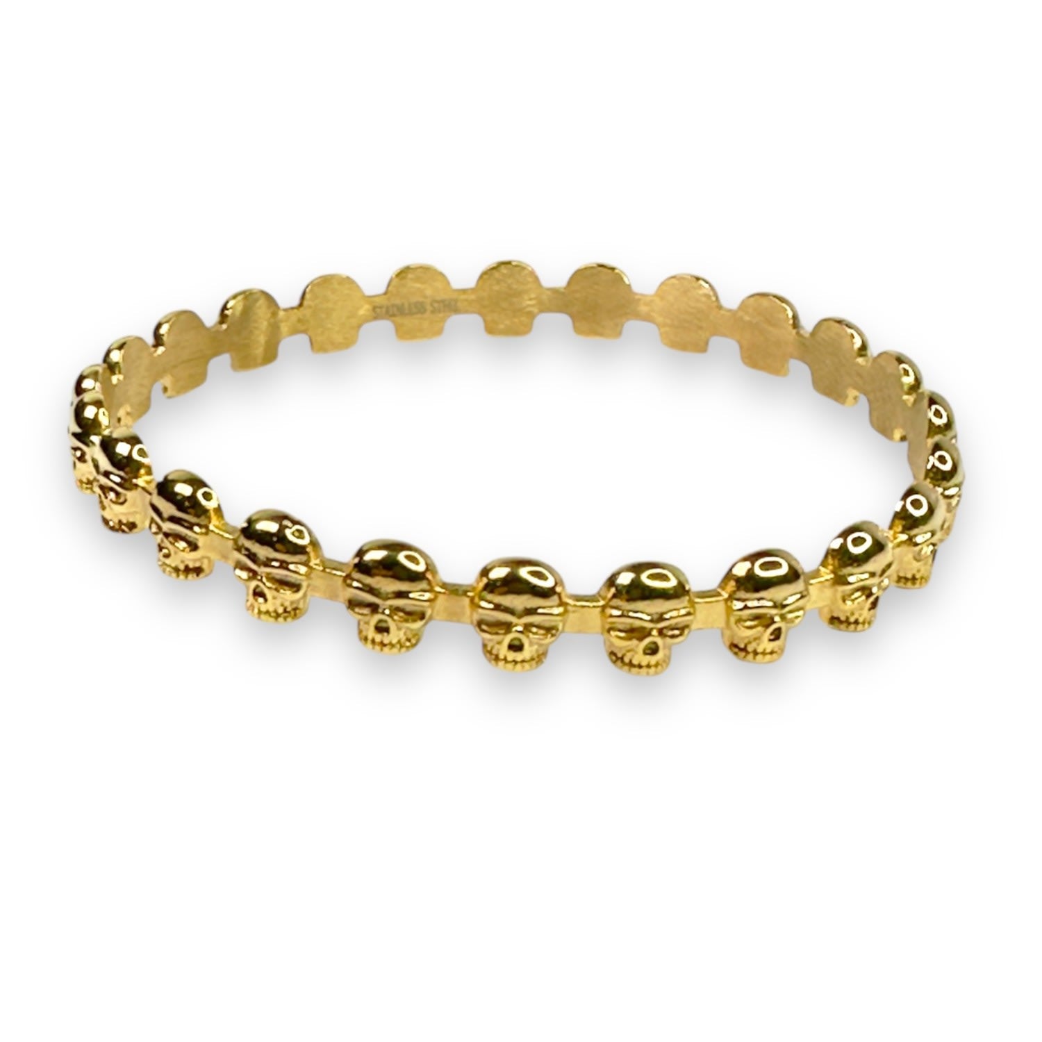 Eternity Skull Bangle Yellow Gold