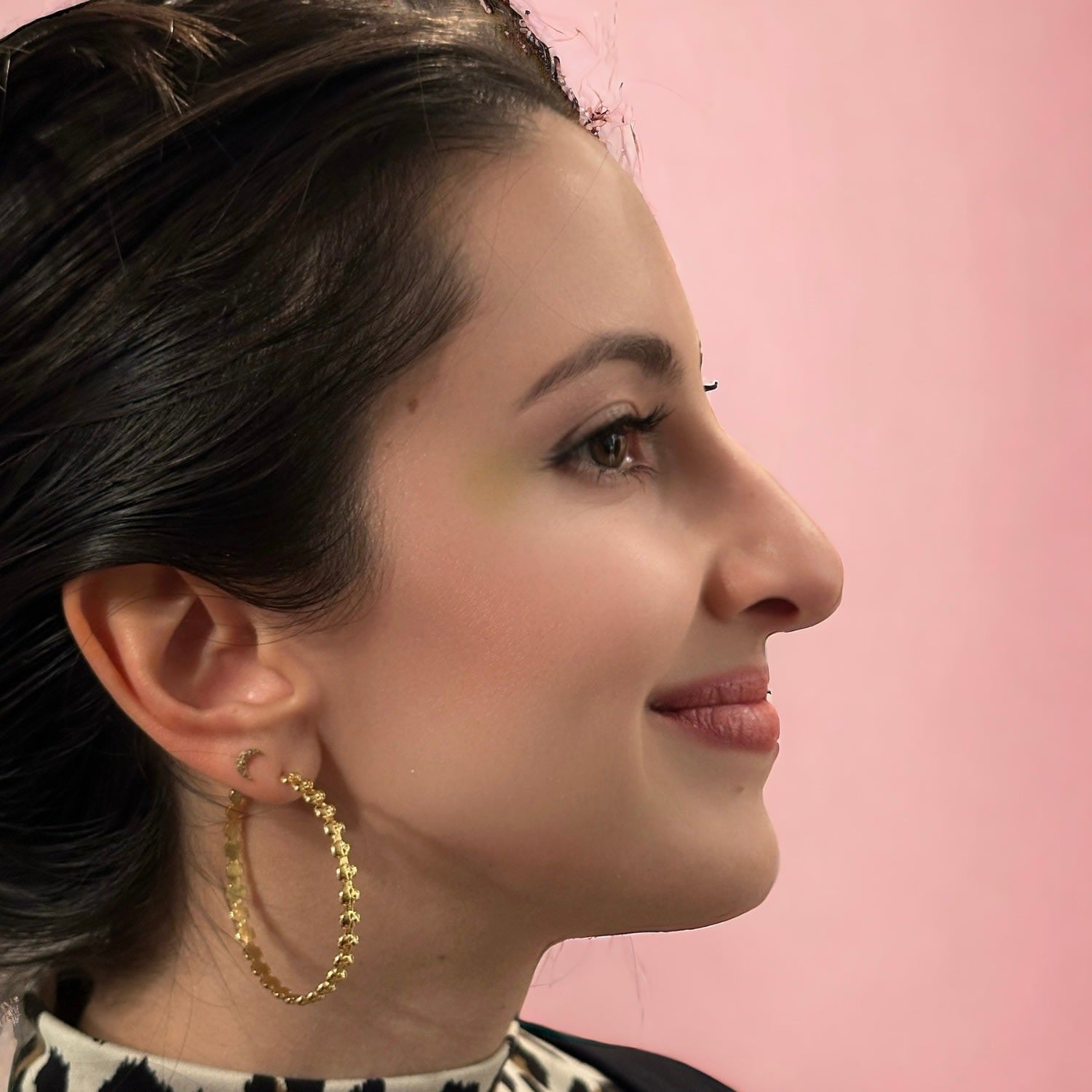 Eternity Skull Hoop Earrings Yellow Gold