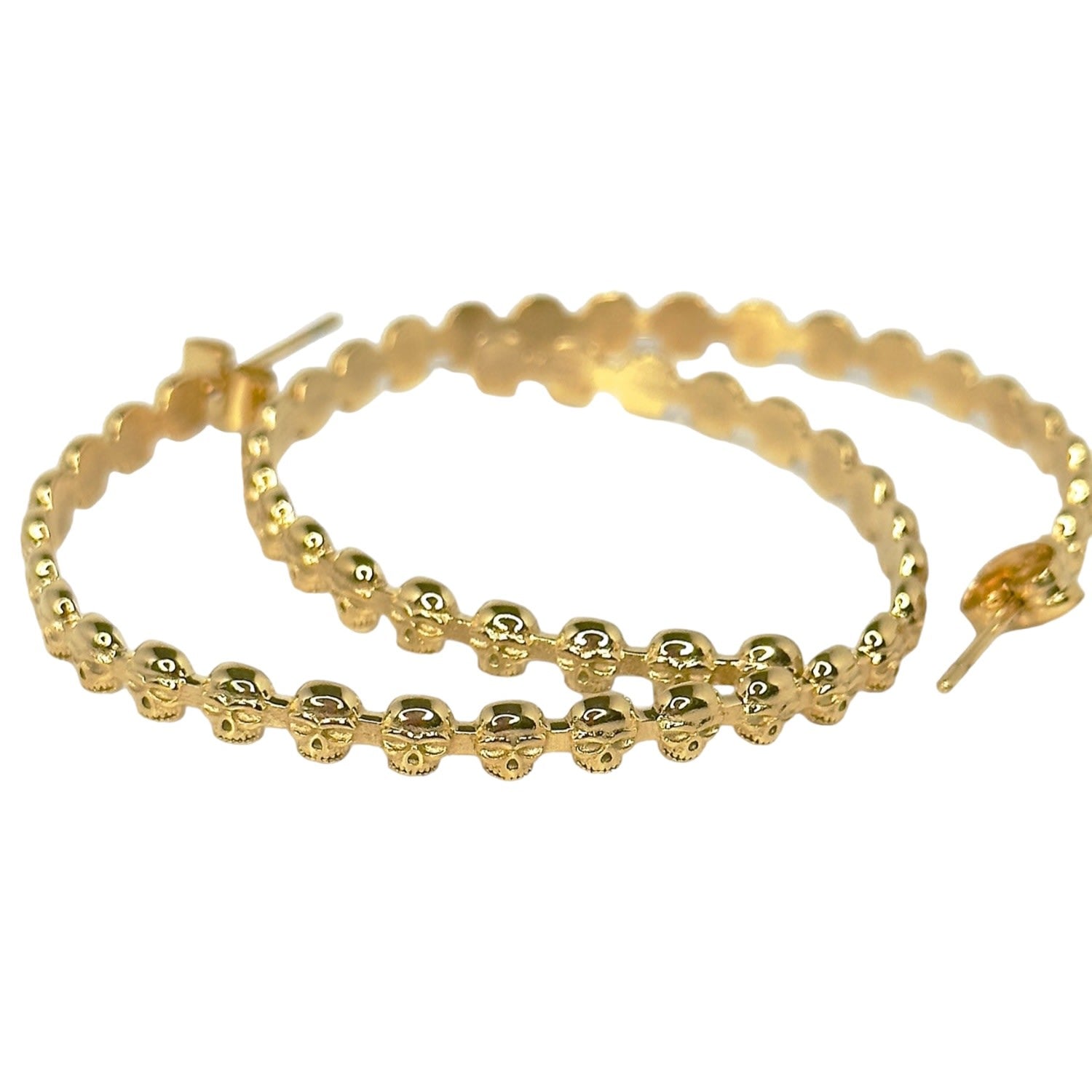 Eternity Skull Hoop Earrings Yellow Gold