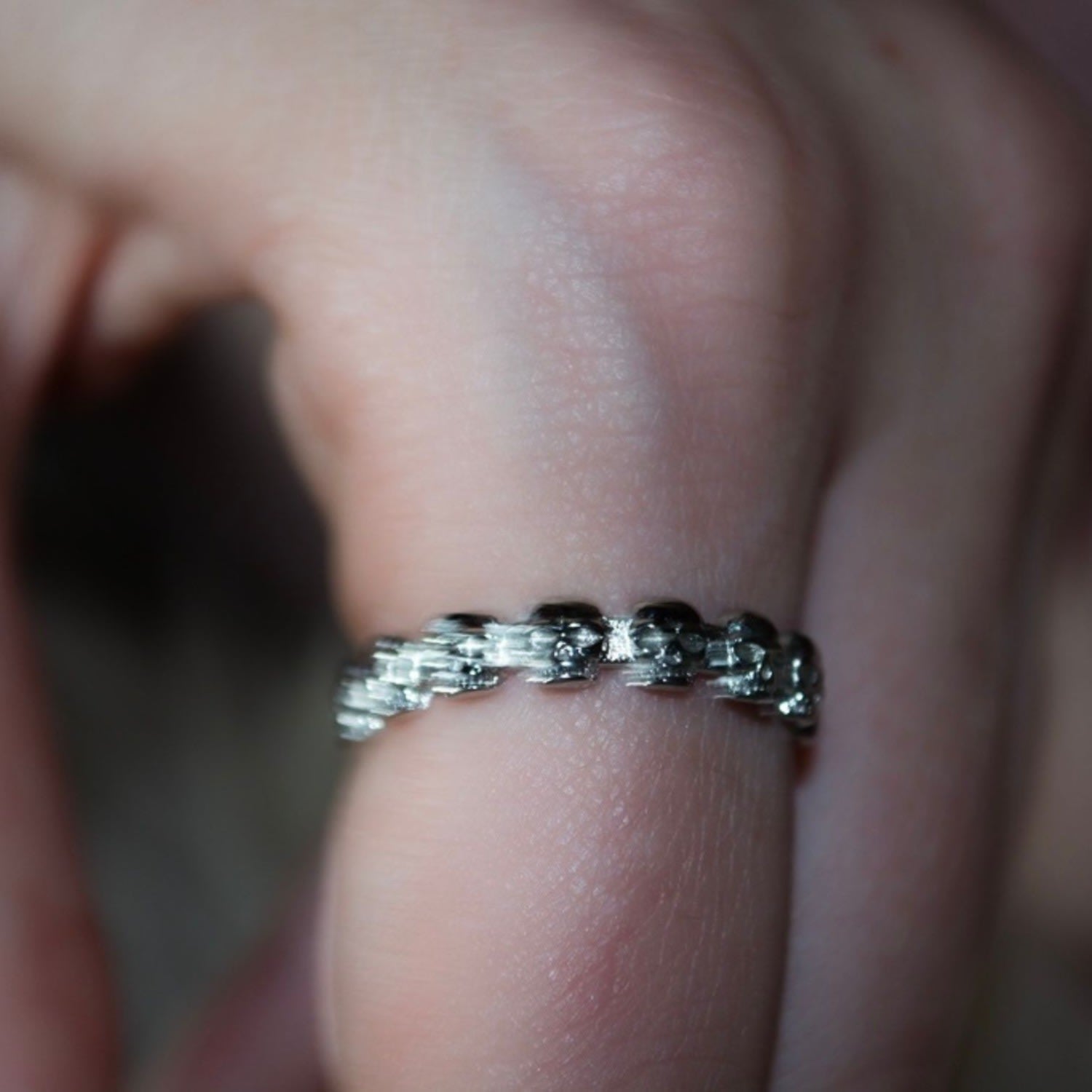 Eternity Skull Ring White Gold