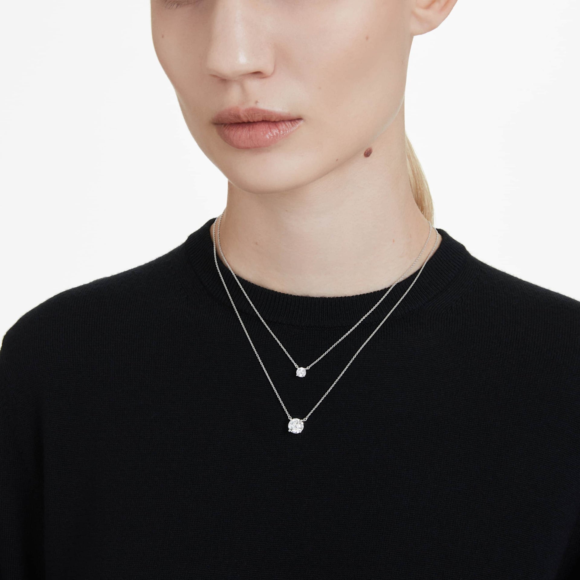 ETERNITY SOLITAIRE PENDANT LAB GROWN DIAMONDS 2 CT TW ROUND SHAPE 14K WHITE GOLD