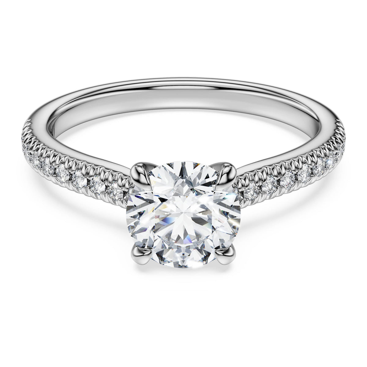ETERNITY SOLITAIRE RING LAB GROWN DIAMONDS 1 2 CT TW ROUND SHAPE 14K WHITE GOLD