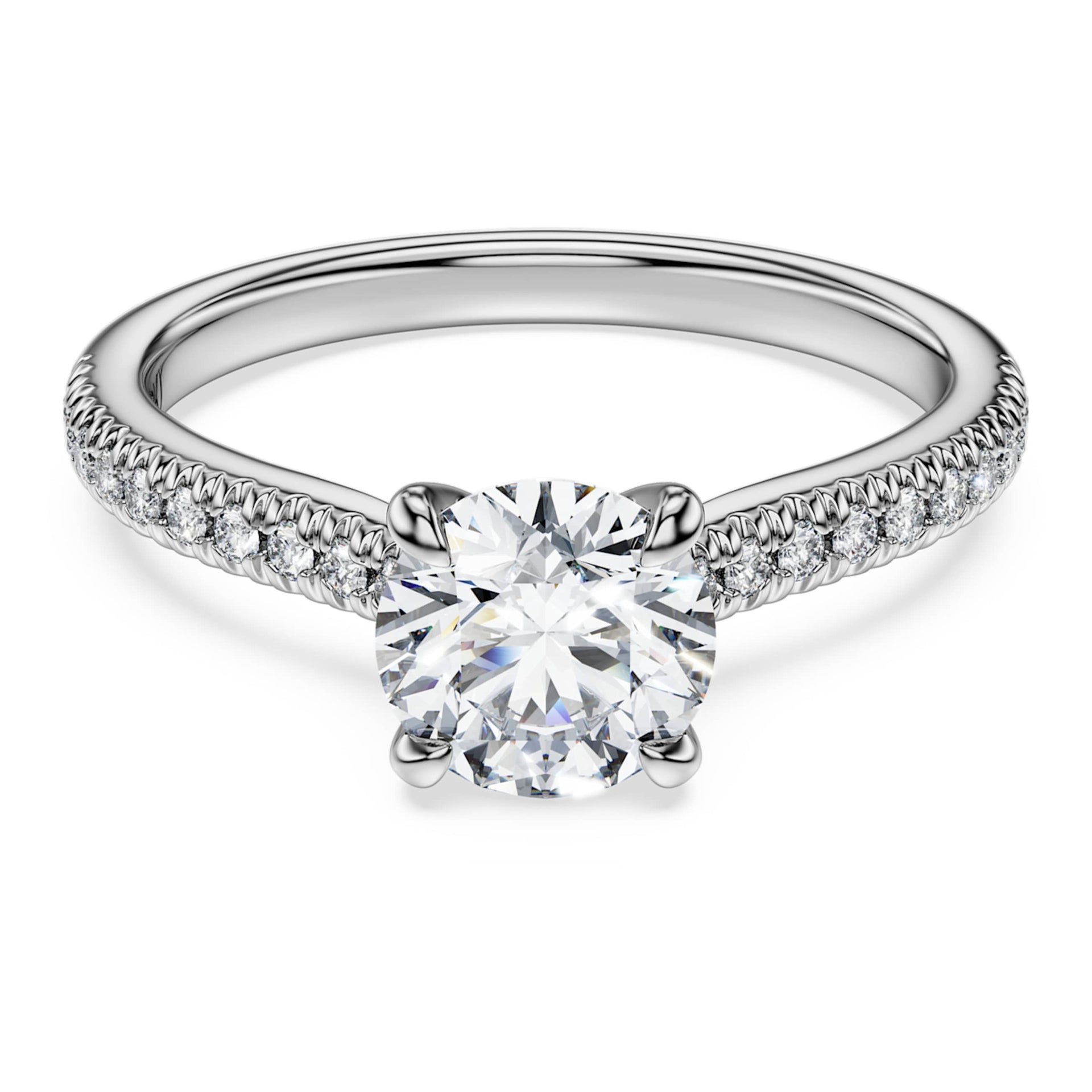 ETERNITY SOLITAIRE RING LAB GROWN DIAMONDS 1 2 CT TW ROUND SHAPE 14K WHITE GOLD
