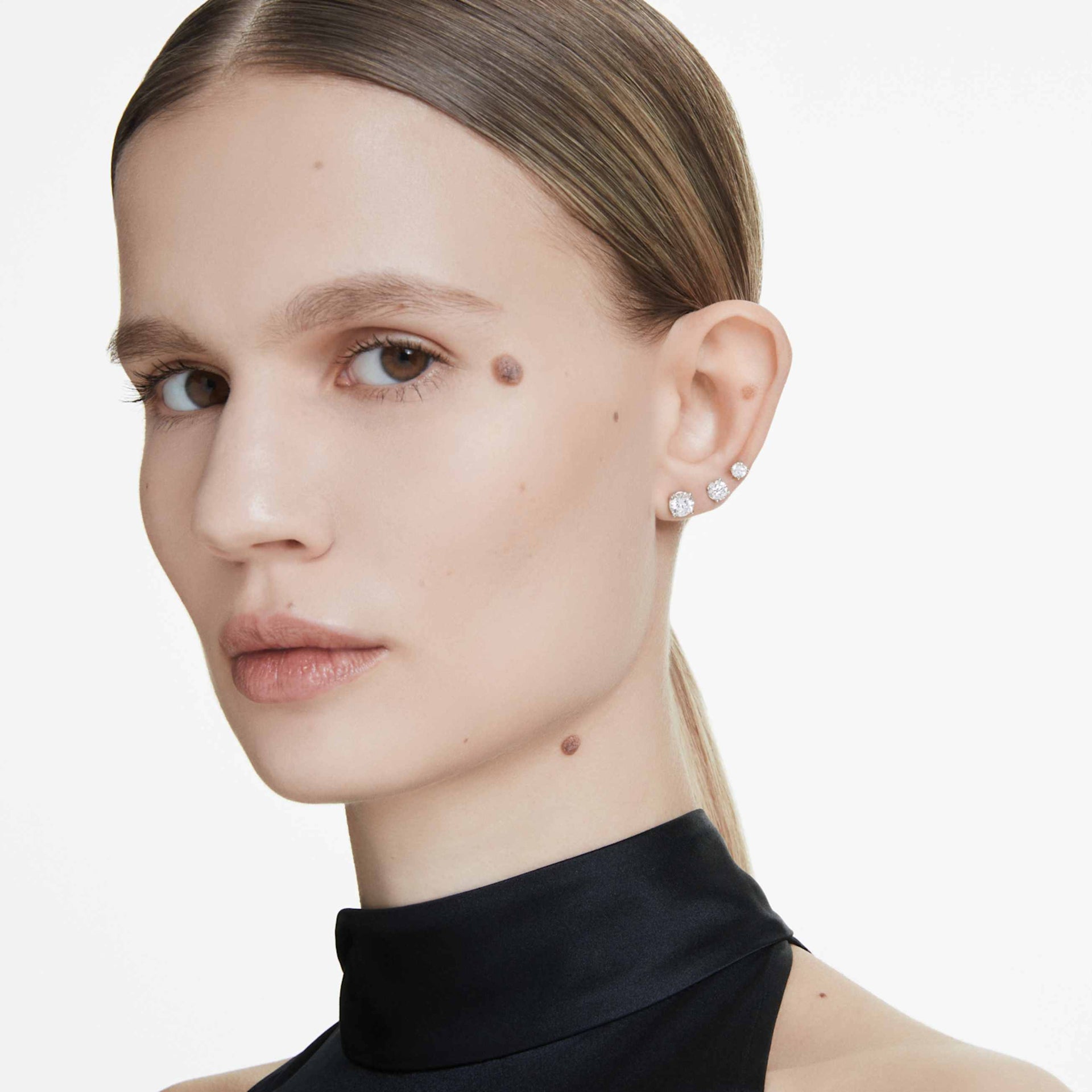 ETERNITY SOLITAIRE STUD EARRINGS LAB GROWN DIAMONDS 2 CT TW ROUND SHAPE 14K WHITE GOLD