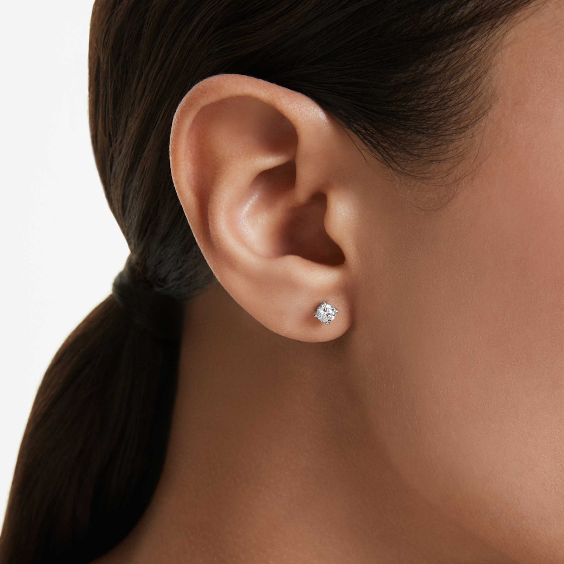 ETERNITY STUD EARRINGS LAB GROWN DIAMONDS 0 52 CT TW ROUND SHAPE STERLING SILVER
