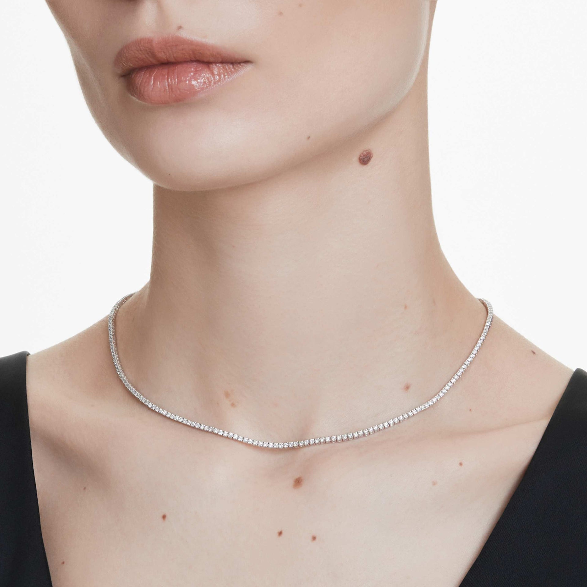 ETERNITY TENNIS NECKLACE LAB GROWN DIAMONDS 3 CT TW ROUND SHAPE 14K WHITE GOLD