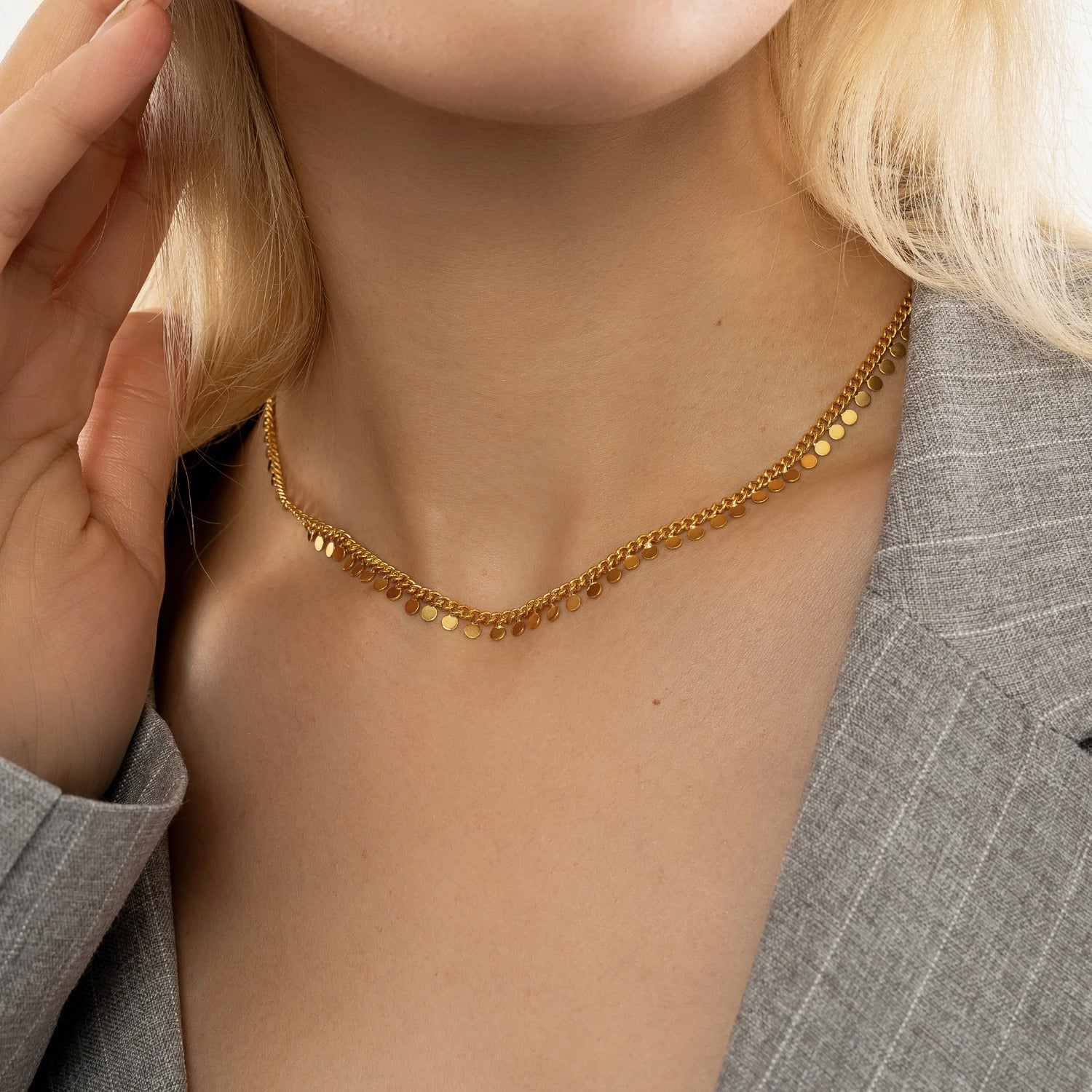 Ethereal Gleam Gold Disc Charm Necklace