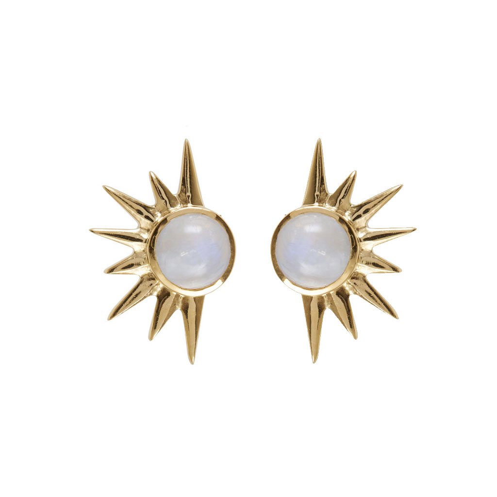 Total Eclipse Gold Vermeil Statement Stud Earrings - Moonstone