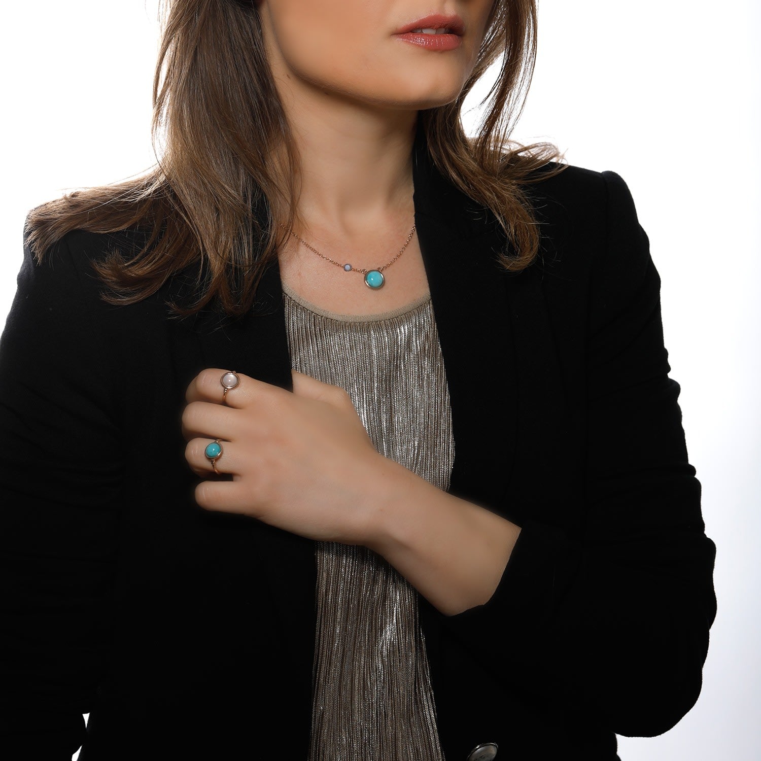 Satellite Rose Gold Vermeil Amazonite Ring