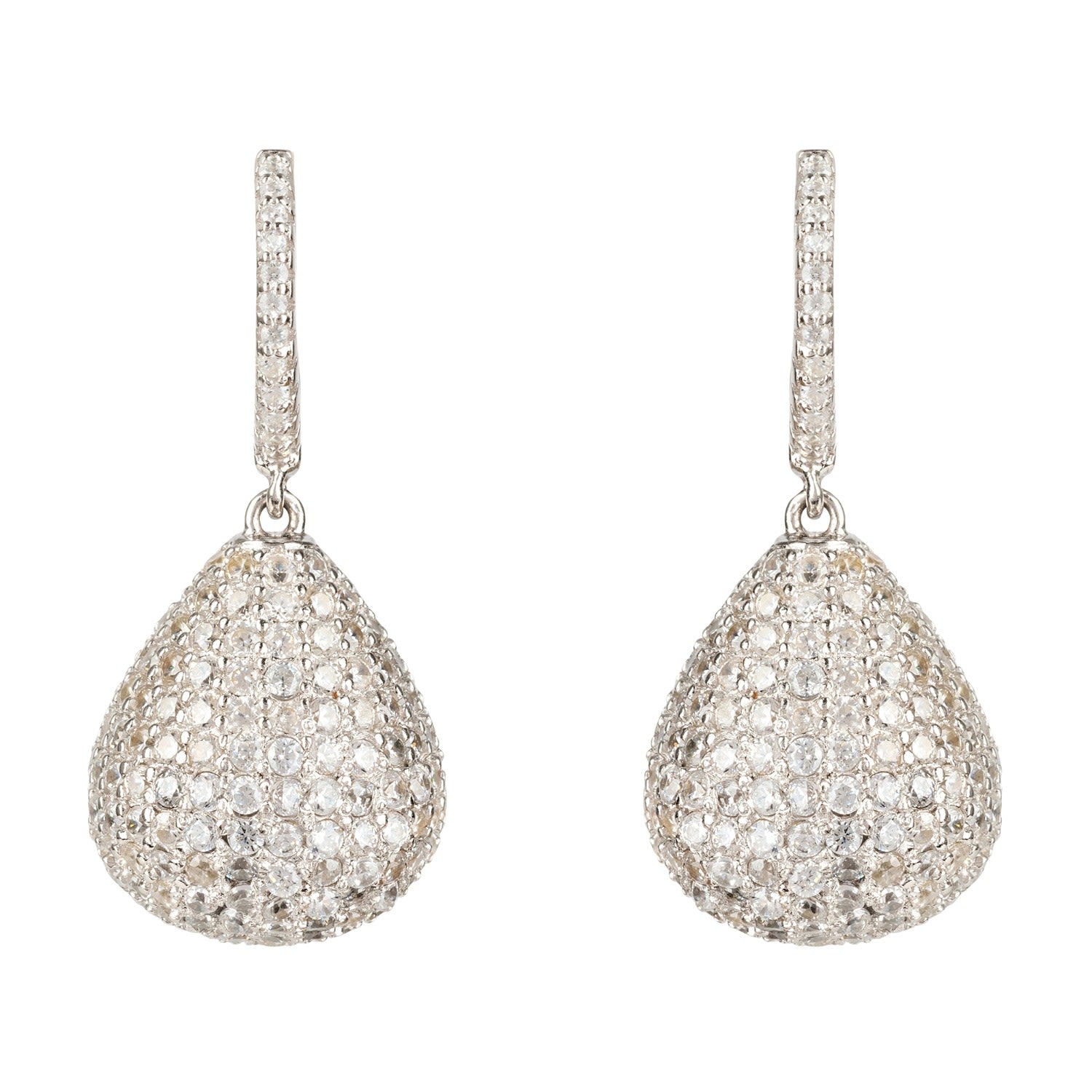 Valerie Pear Drop Gemstone Earrings Silver White Cz