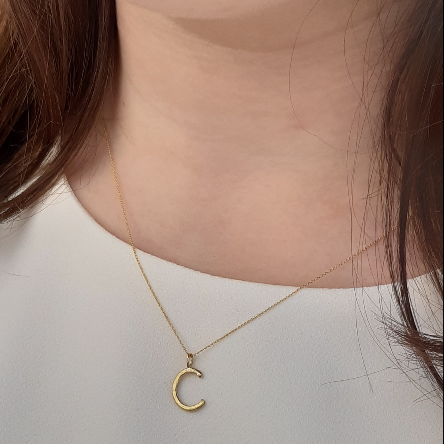 Solid Gold Letter C Pendant Necklace