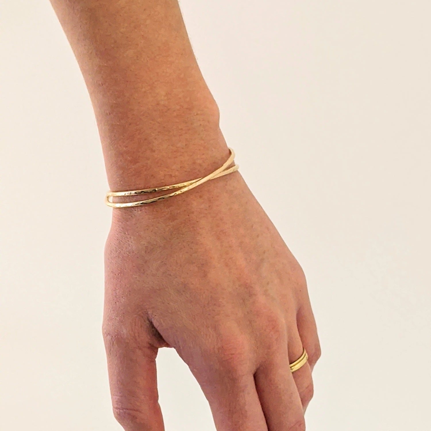 Eva Hammered Gold Filled Cuff Bracelet