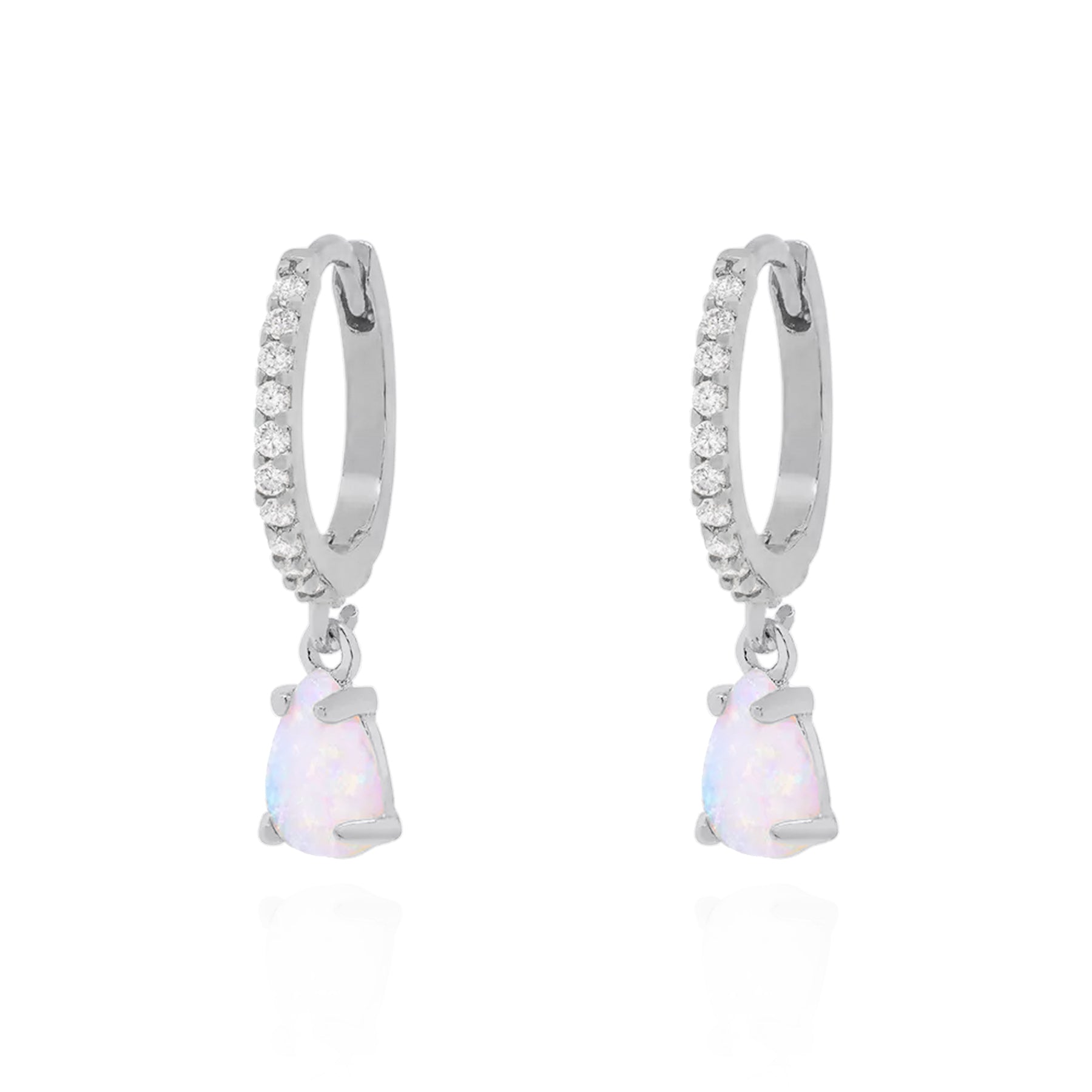 Eva Opal Charm Drop Huggies | Sterling Silver