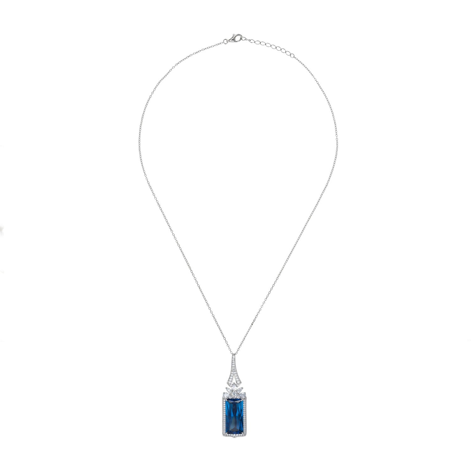Evangeline Pendant Necklace Sapphire Silver