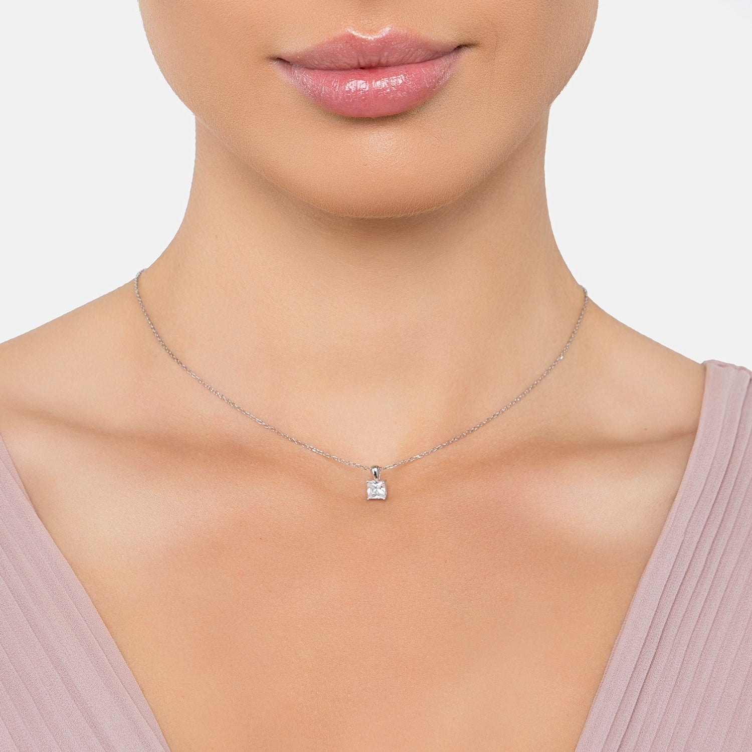 Ever After Solitaire Pendant Necklace Silver