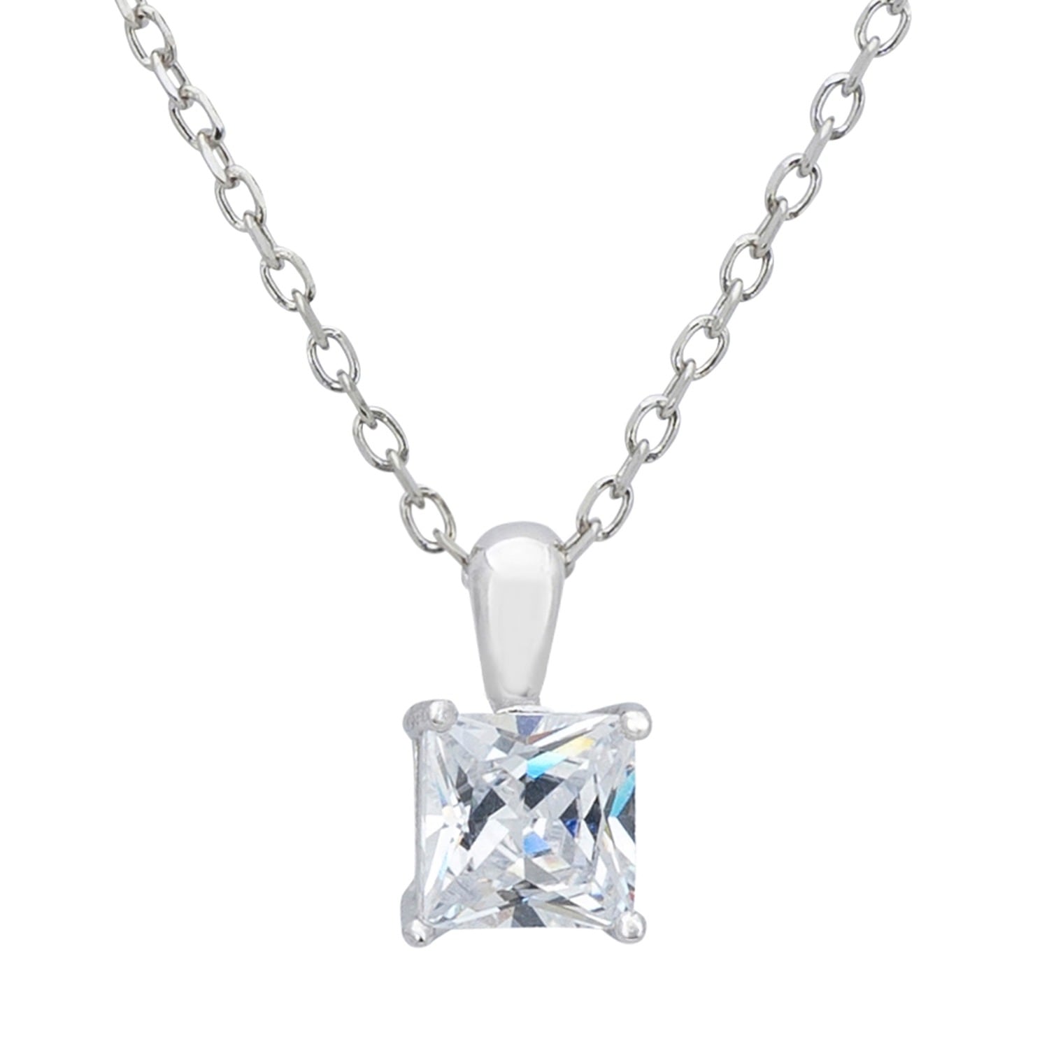 Ever After Solitaire Pendant Necklace Silver