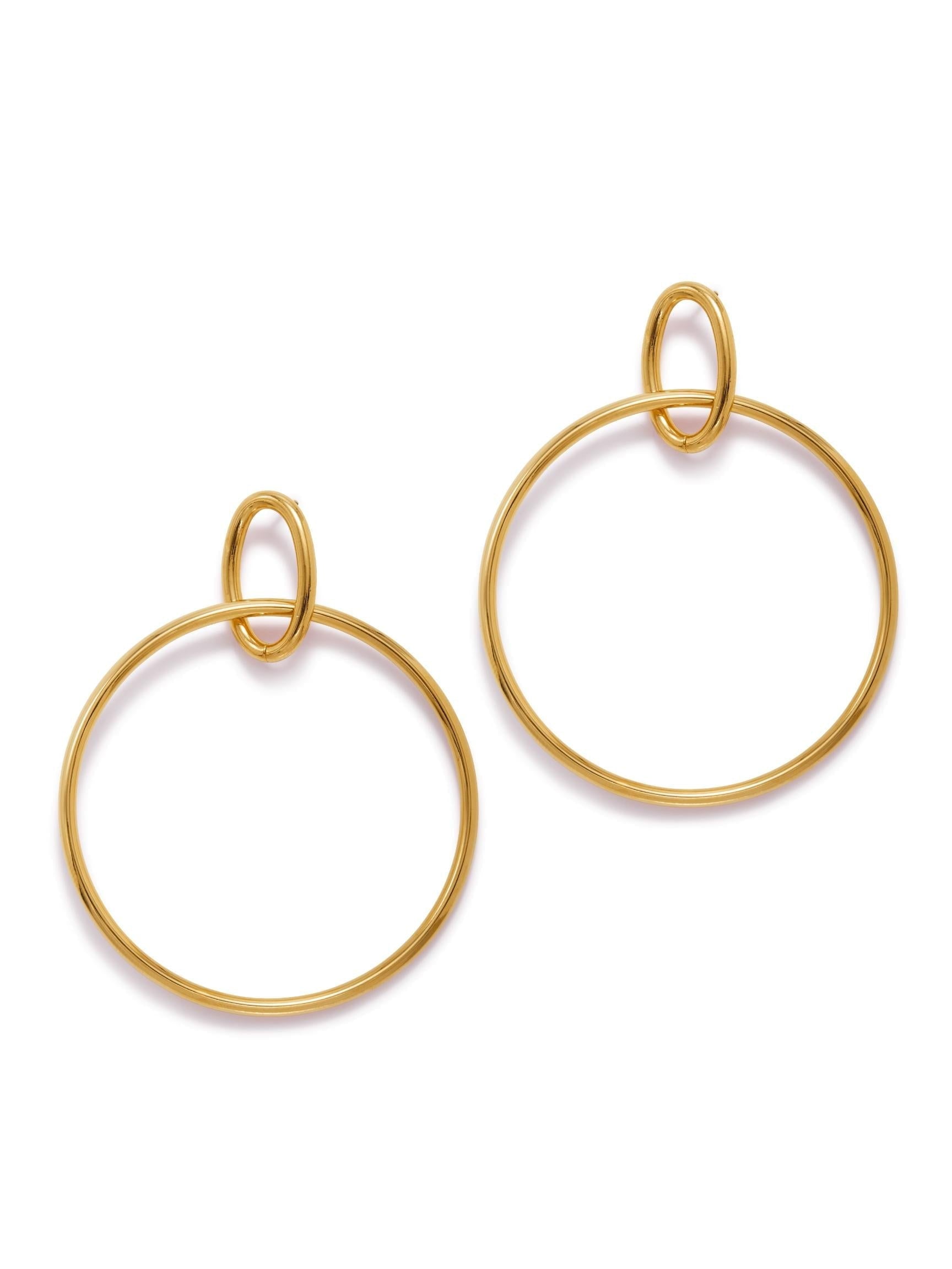 Gold Everly Dangle Hoop Post Earrings