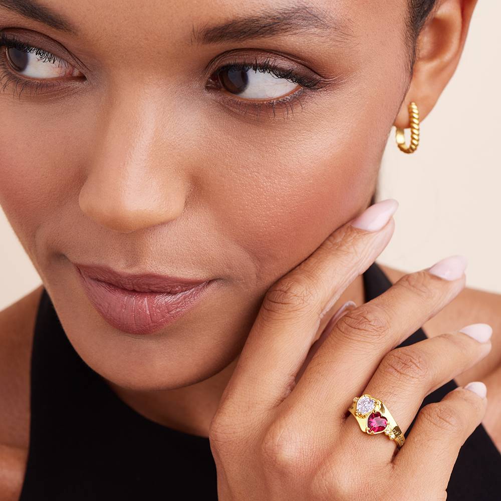 Evermore Promise Ring with CZ Heart Stones in 18K Gold Vermeil
