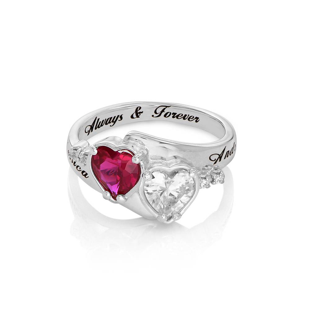 Evermore Promise Ring with CZ Heart Stones in Sterling Silver