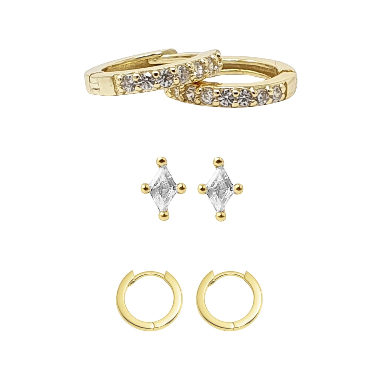 Everyday Diamond Gold Plated Earrings Gift Set For Her