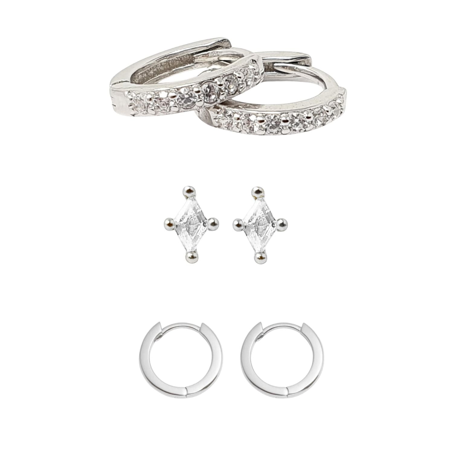 Everyday Diamond Sterling Silver Earrings Gift Set For Her