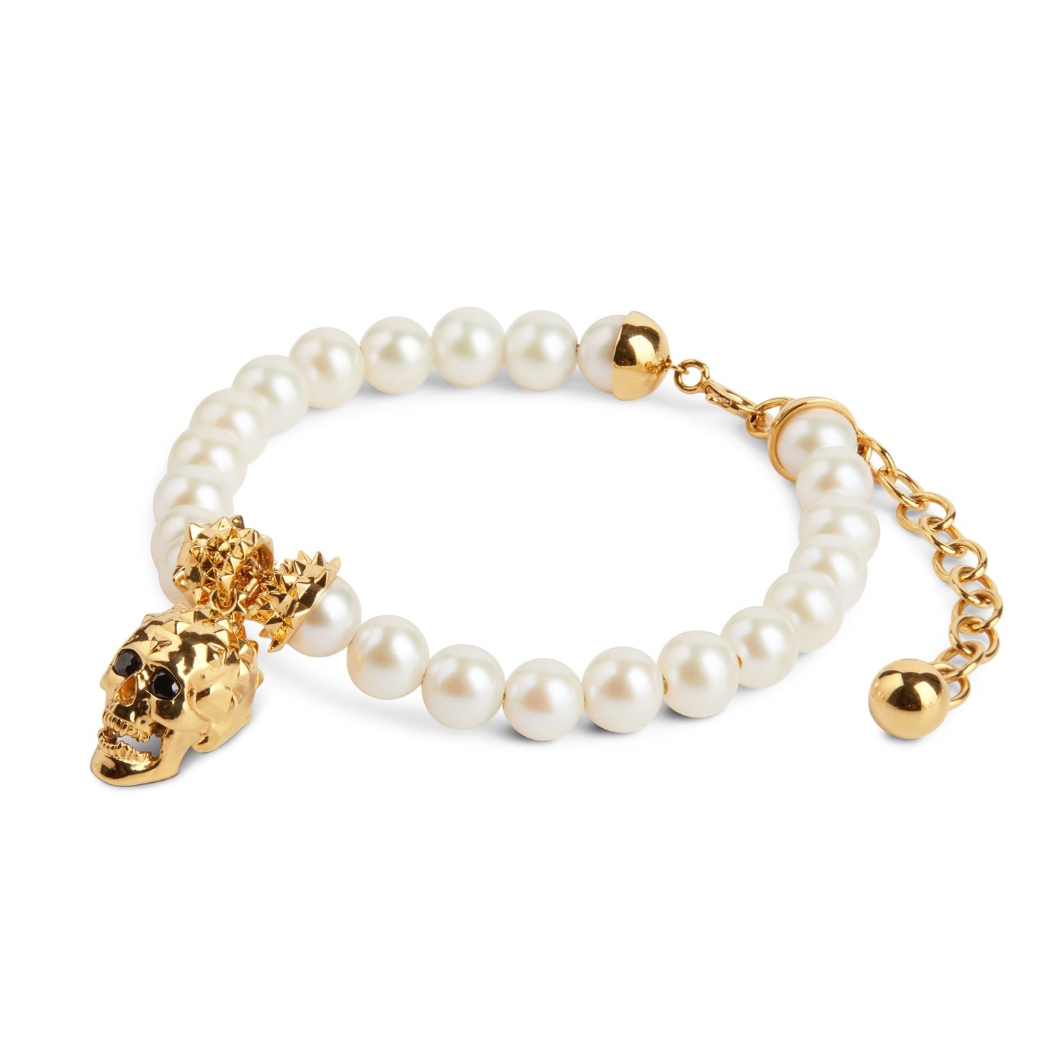 Skull Pearl Bracelet - Gold & Ivory
