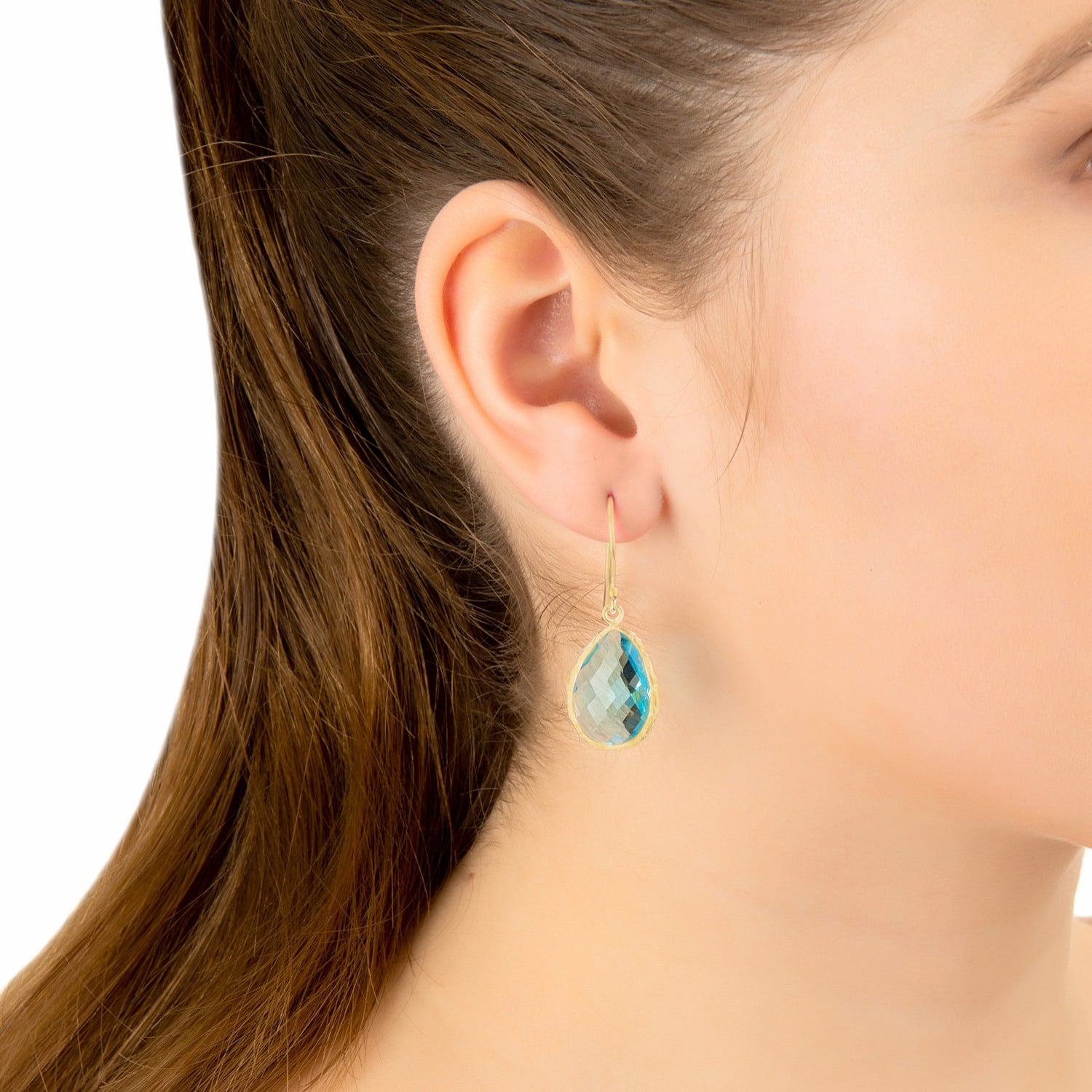 Petite Drop Earrings Blue Topaz Hydro Gold