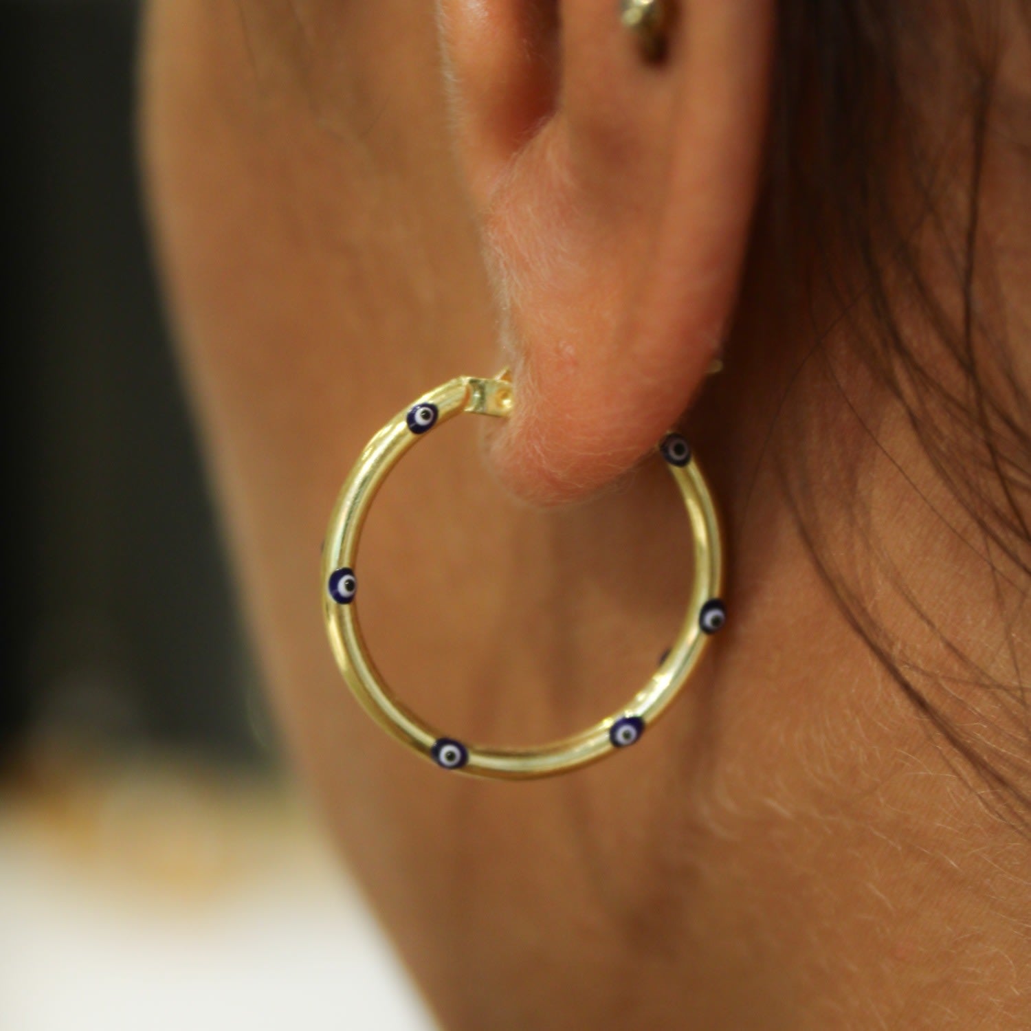 Evil Eye Enamel Hoop Earrings