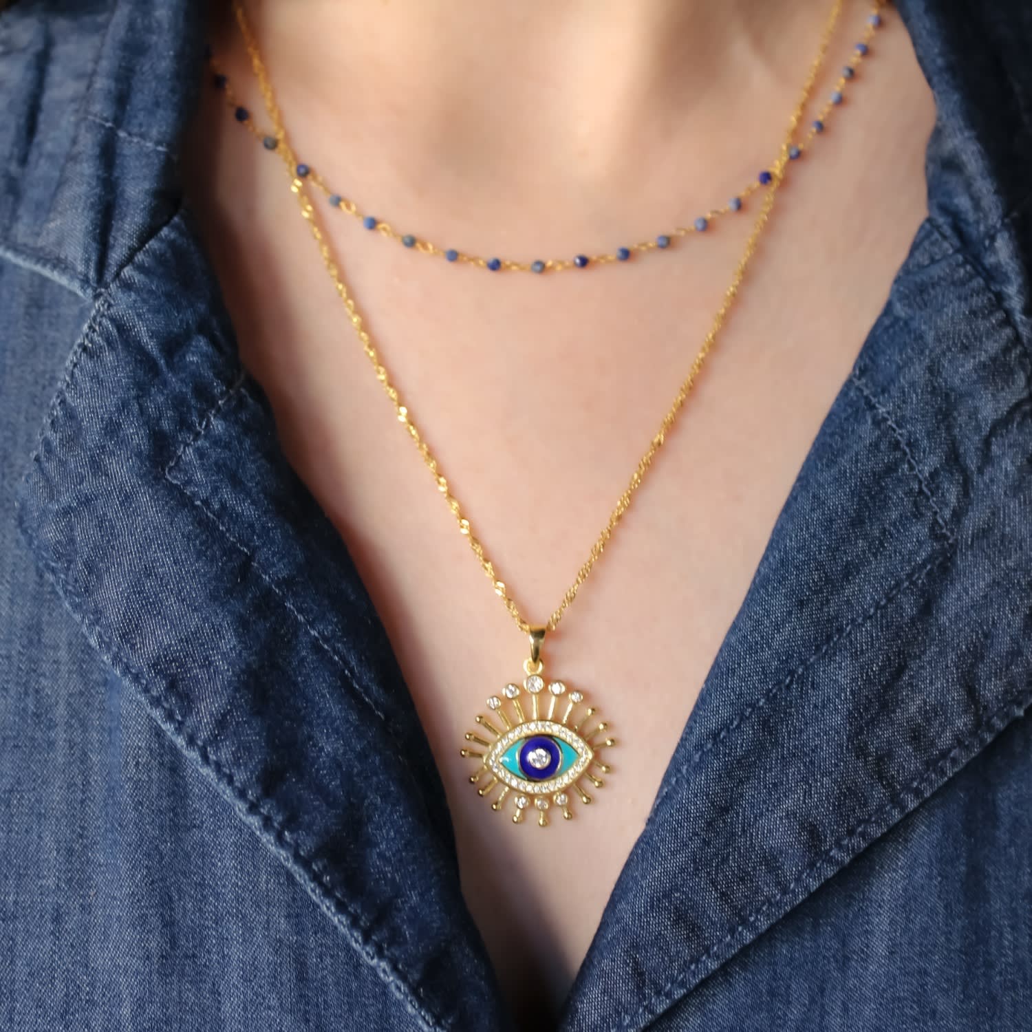 Evil Eye Enamel Necklace