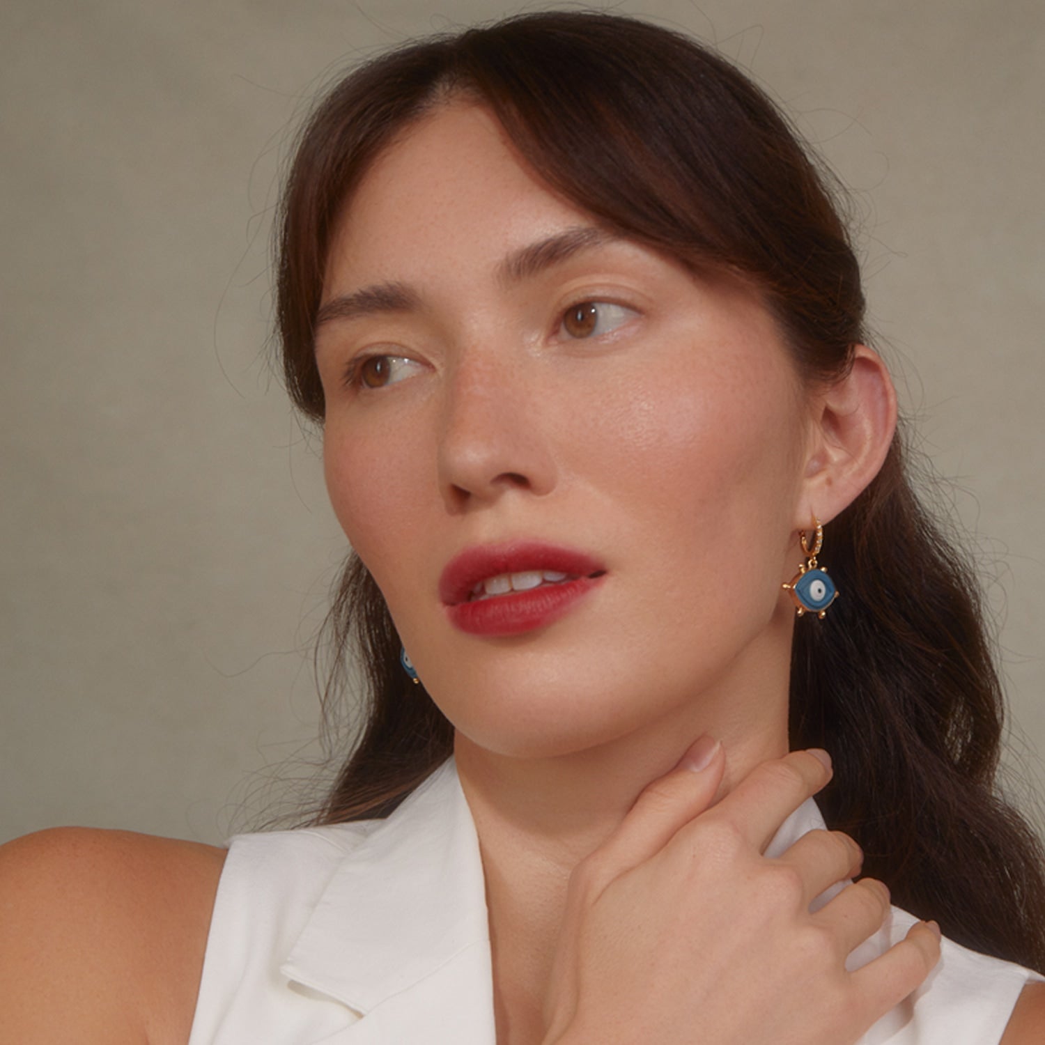 Evil Eye Gold-Plated Hoop Earrings