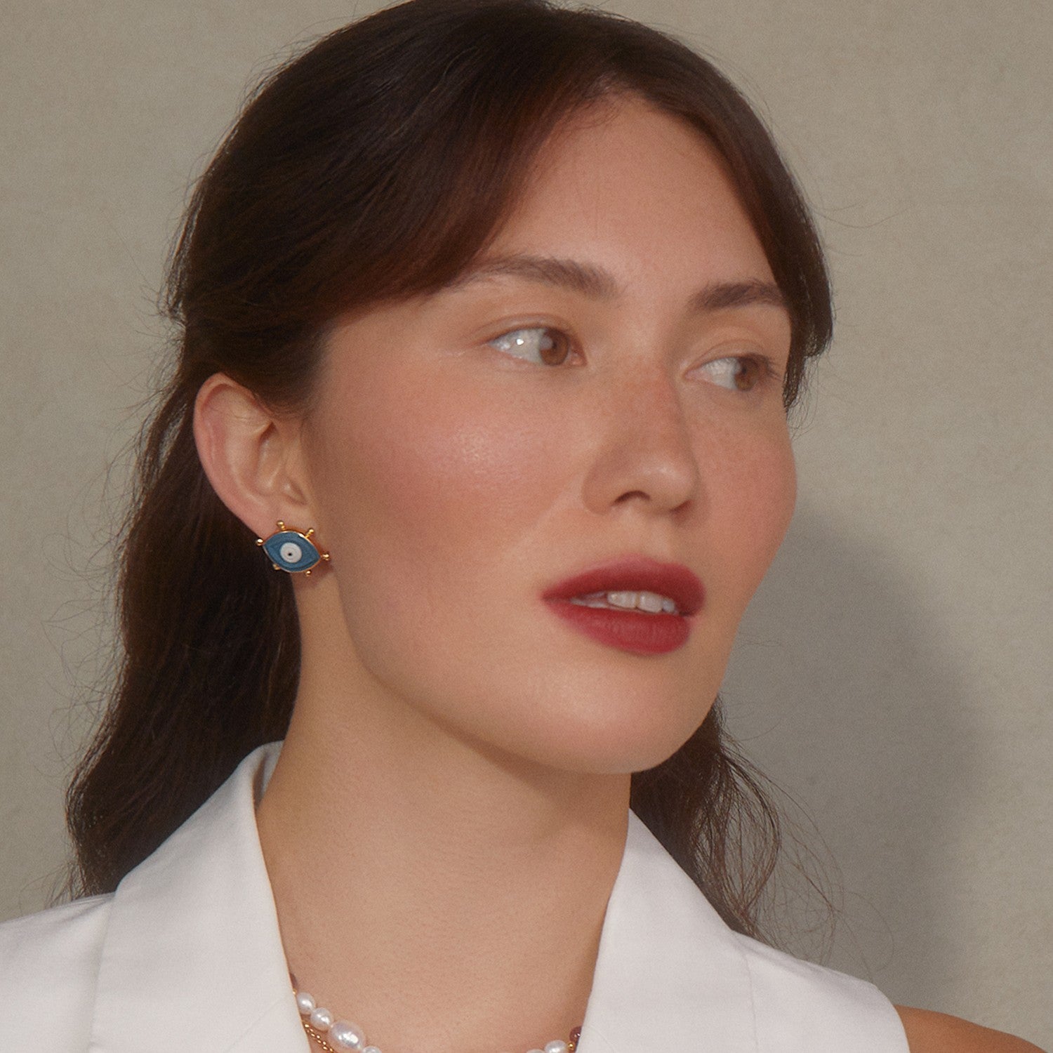 Evil Eye Gold-Plated Stud Earrings