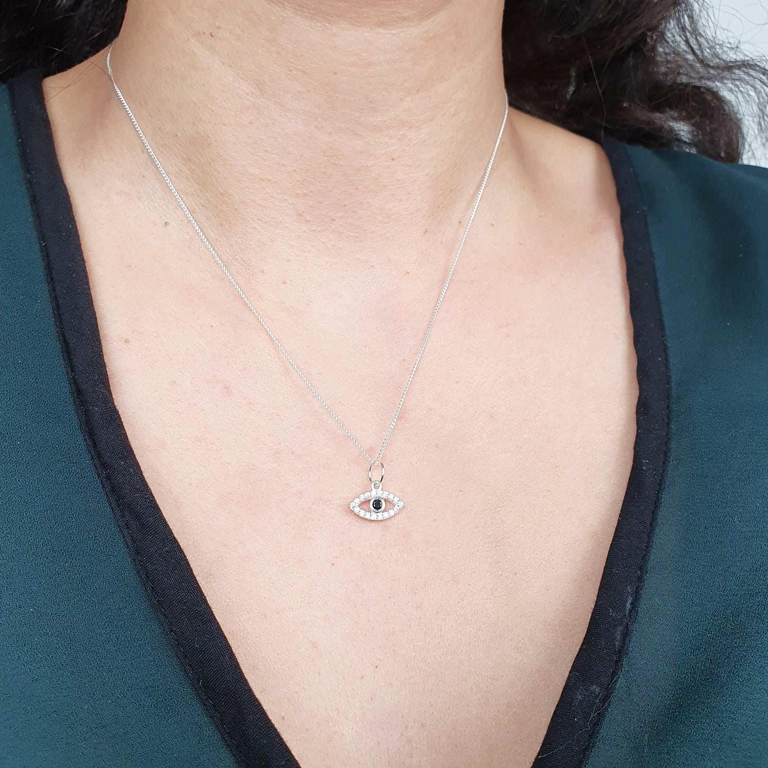 Evil Eye Healing Charm Silver Protection Necklace