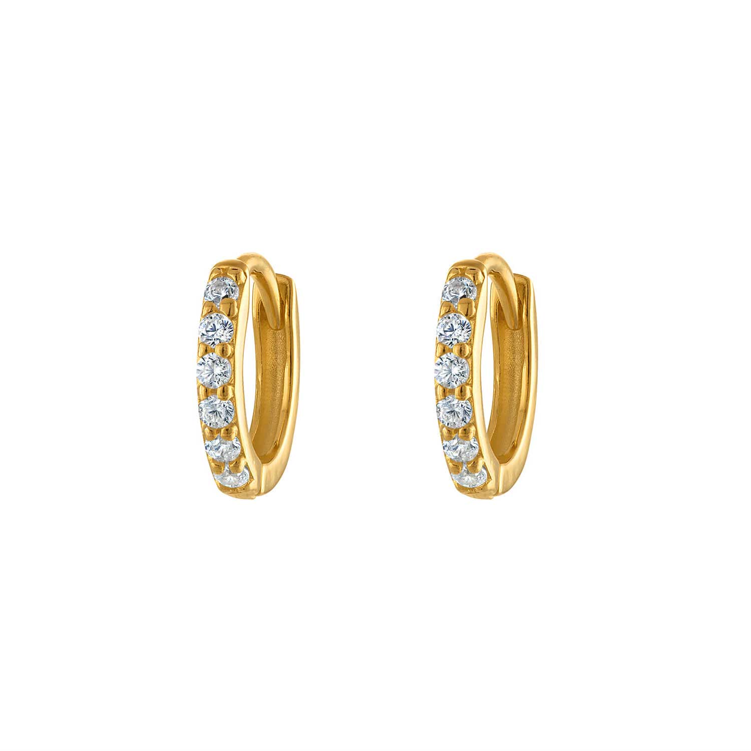 Seven Mm Gold Pave Hoop Earring