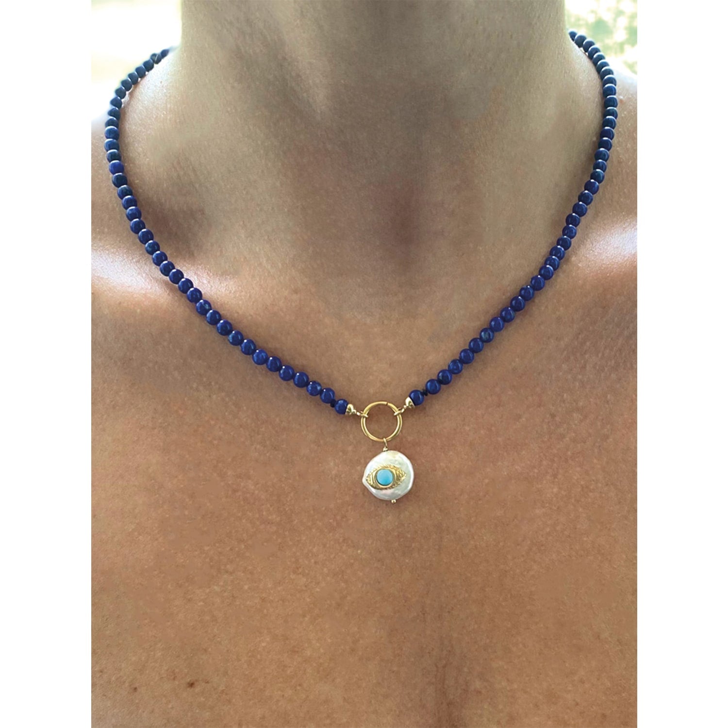 Evil Eye Necklace In Lapis