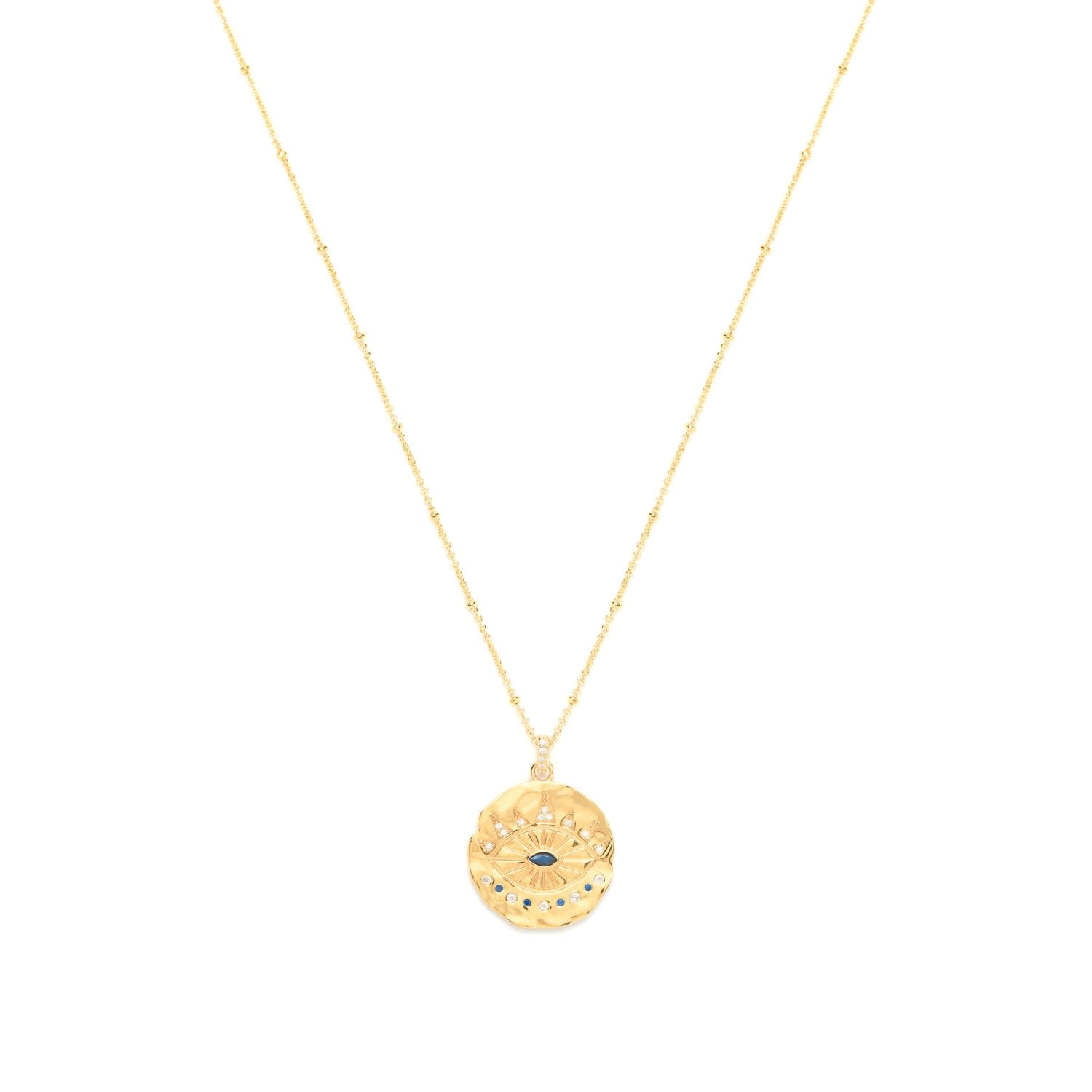 Evil Eye Protection Necklace, Gold Over Sterling Silver With Sapphire
