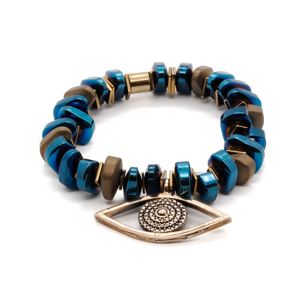 Evil Eye Protector Blue Beaded Bracelet - Blue